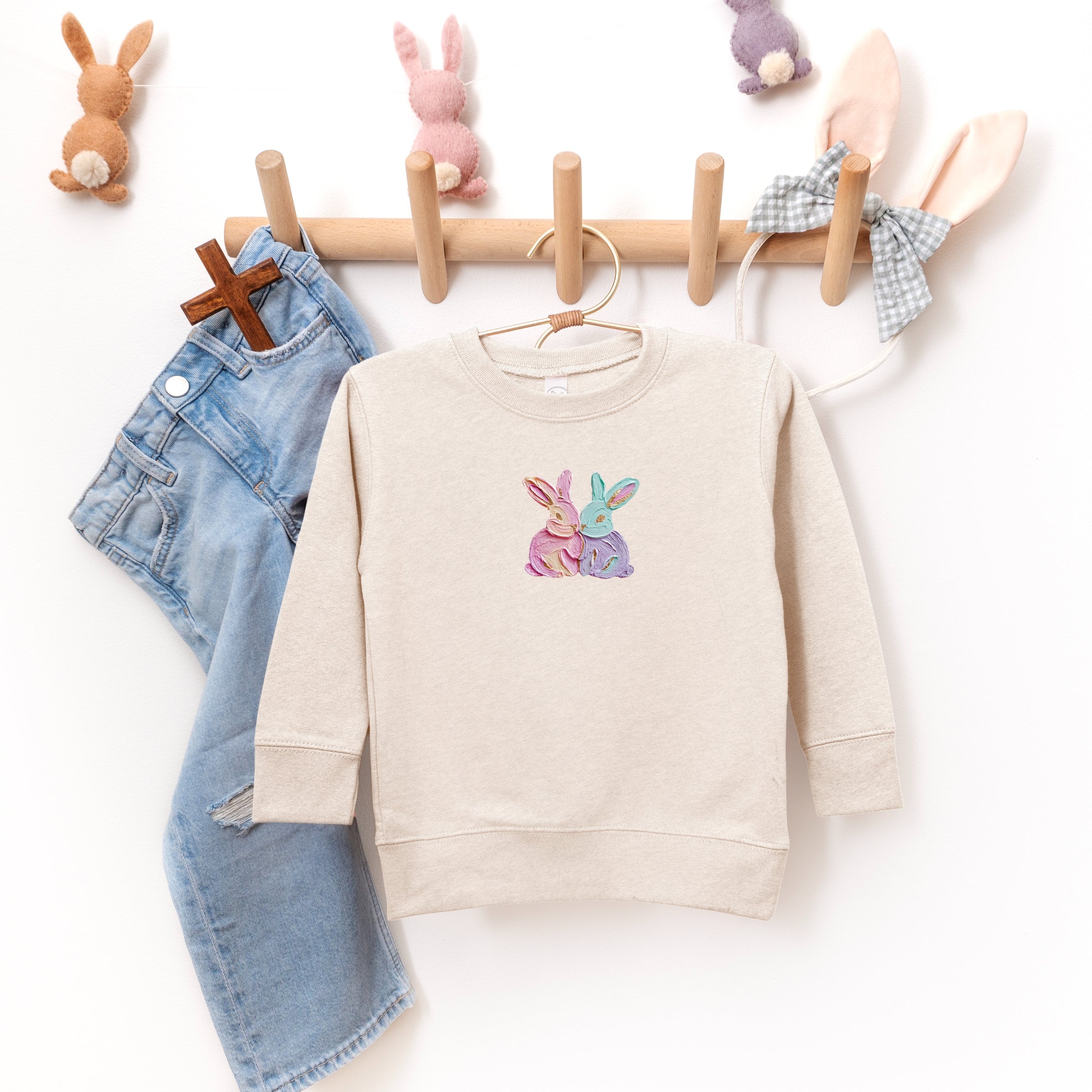 Two Bunnies Paint Print - Toddler Graphic Sweatshirt