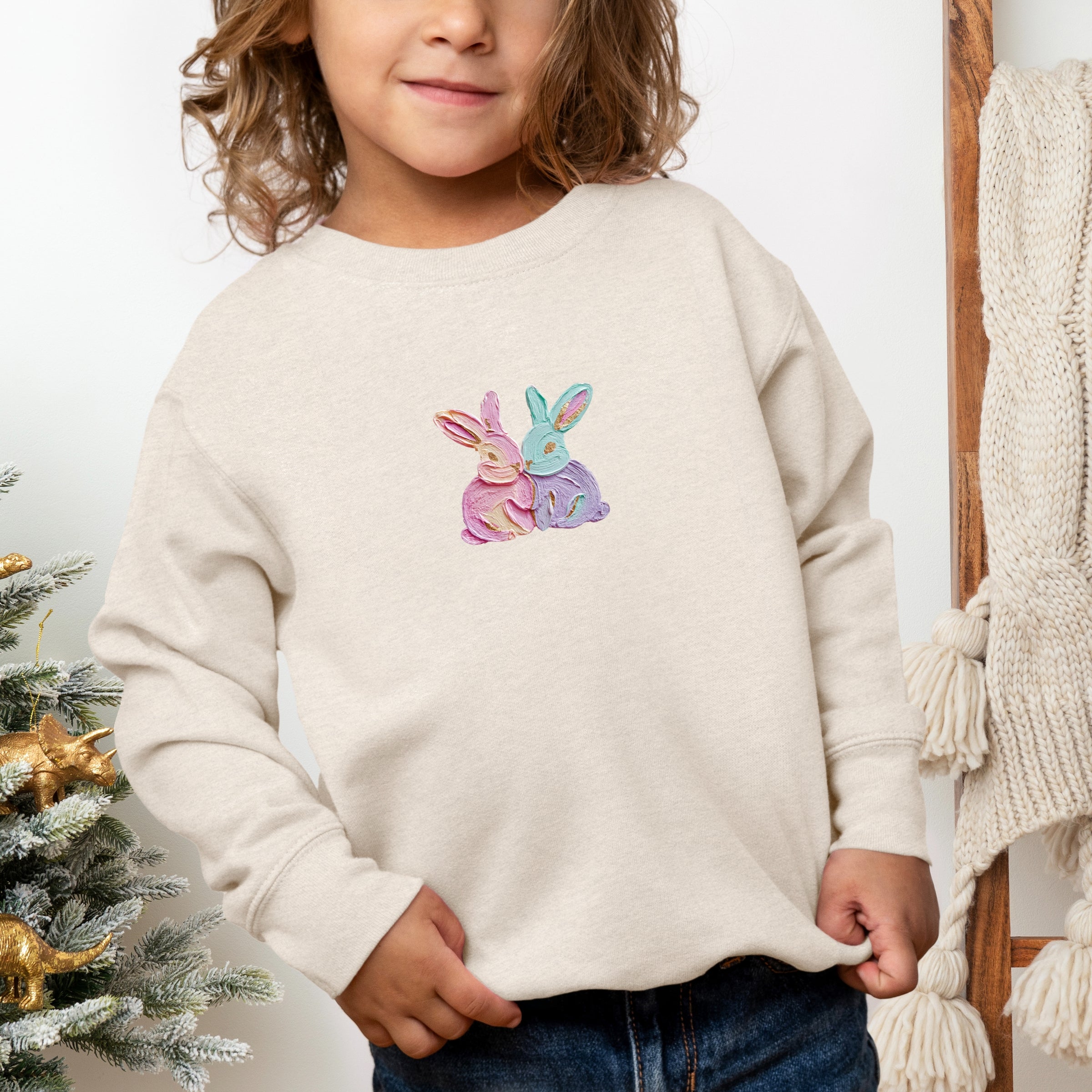 Two Bunnies Paint Print - Toddler Graphic Sweatshirt