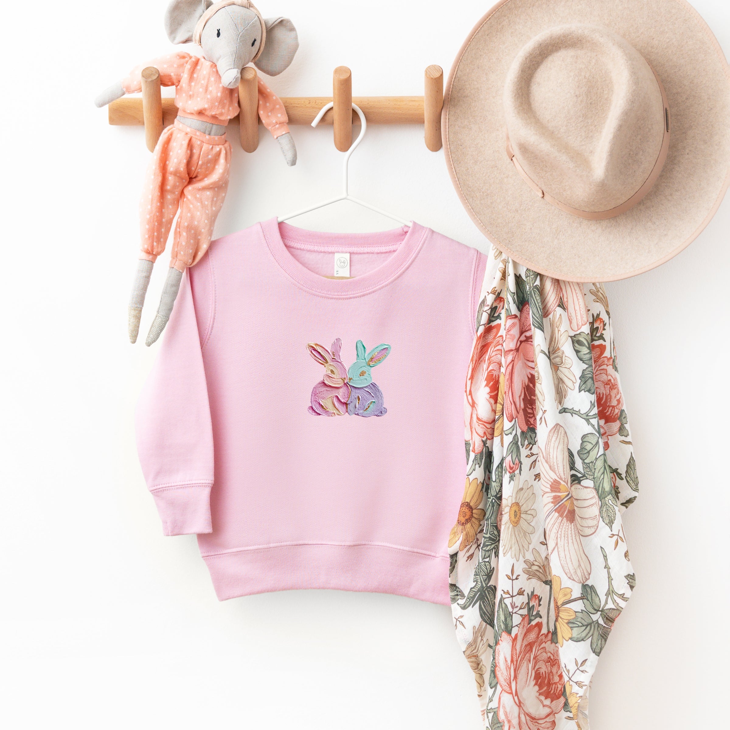 Two Bunnies Paint Print - Toddler Graphic Sweatshirt