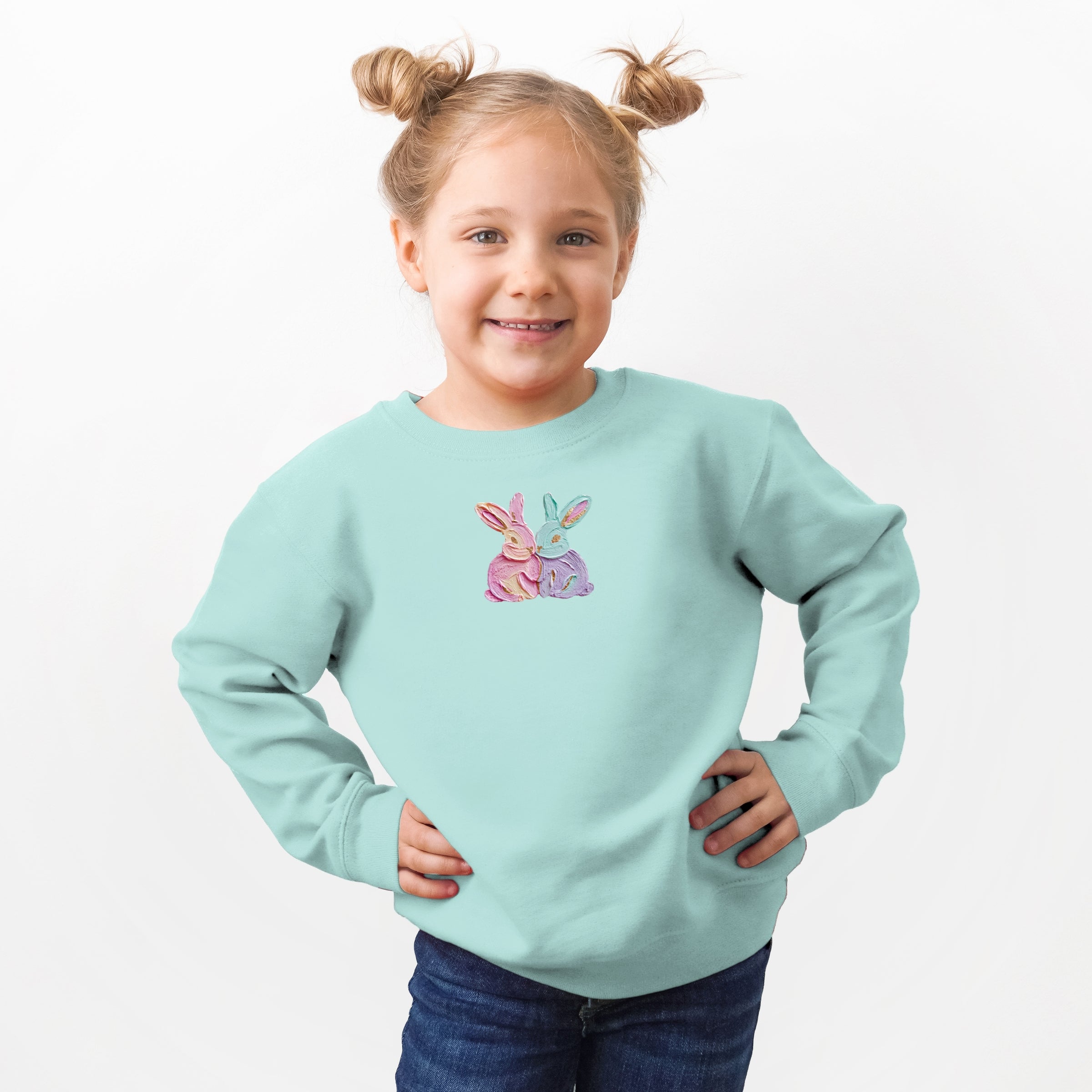 Two Bunnies Paint Print - Toddler Graphic Sweatshirt