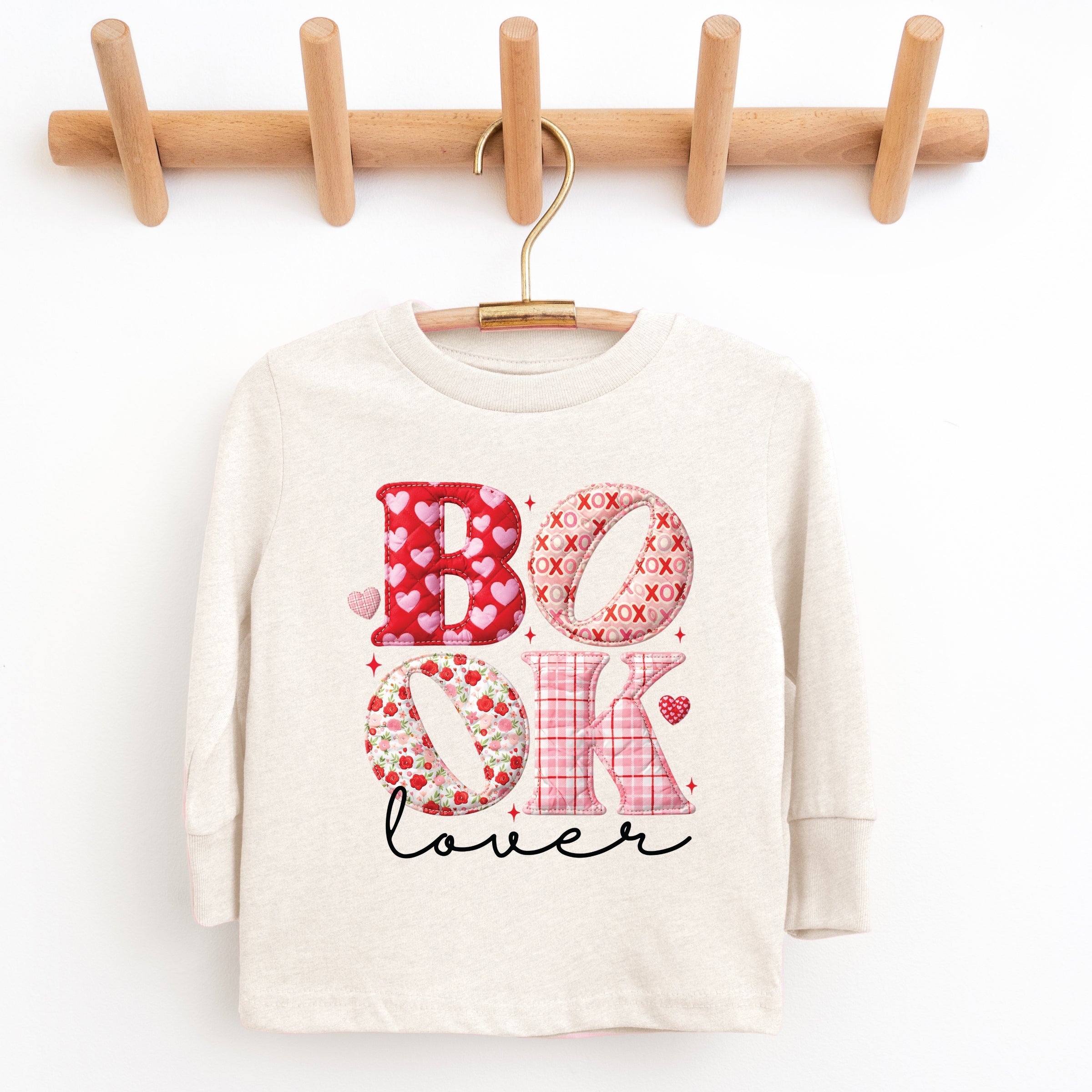 Book Lover Patchwork Print - Youth Long Sleeve Graphic T-Shirt