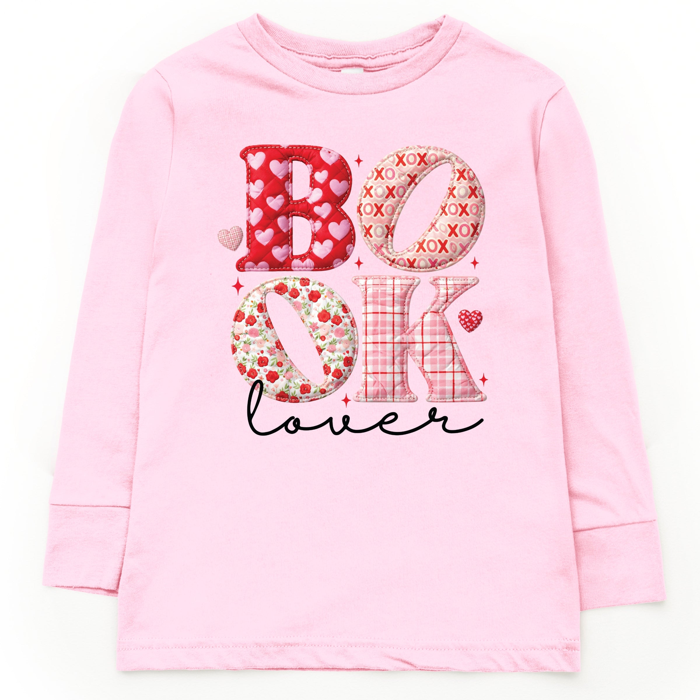 Book Lover Patchwork Print - Youth Long Sleeve Graphic T-Shirt