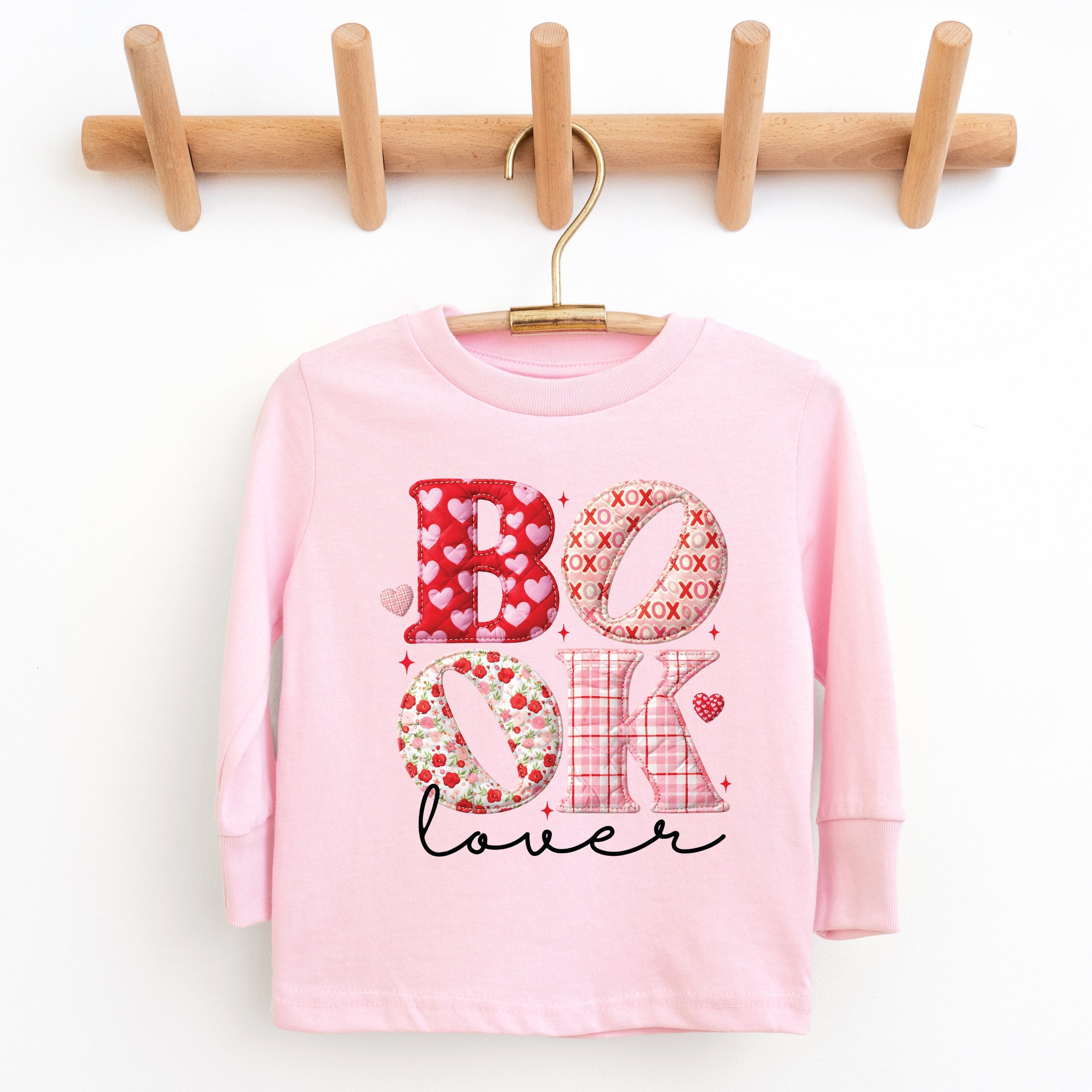 Book Lover Patchwork Print - Youth Long Sleeve Graphic T-Shirt