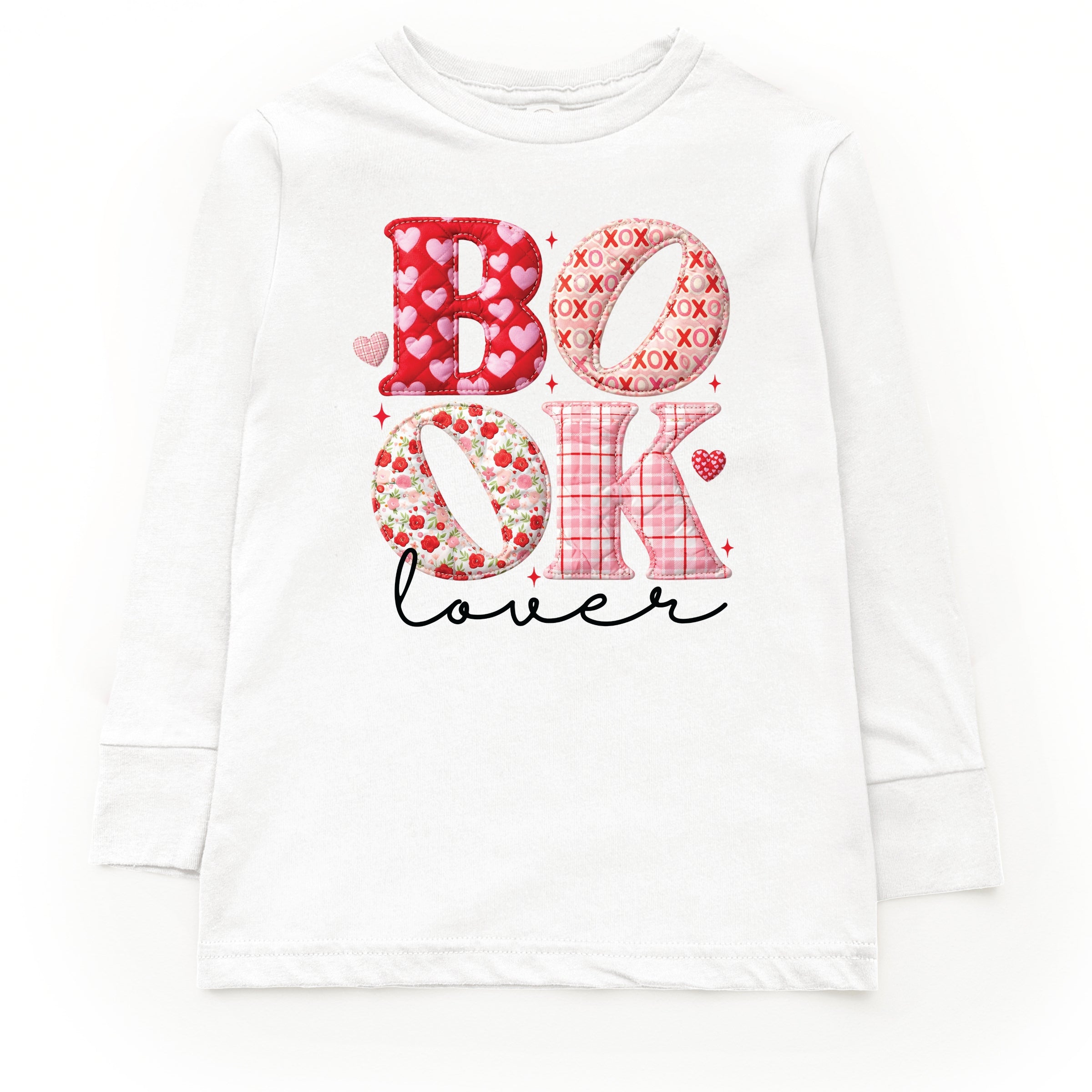 Book Lover Patchwork Print - Youth Long Sleeve Graphic T-Shirt