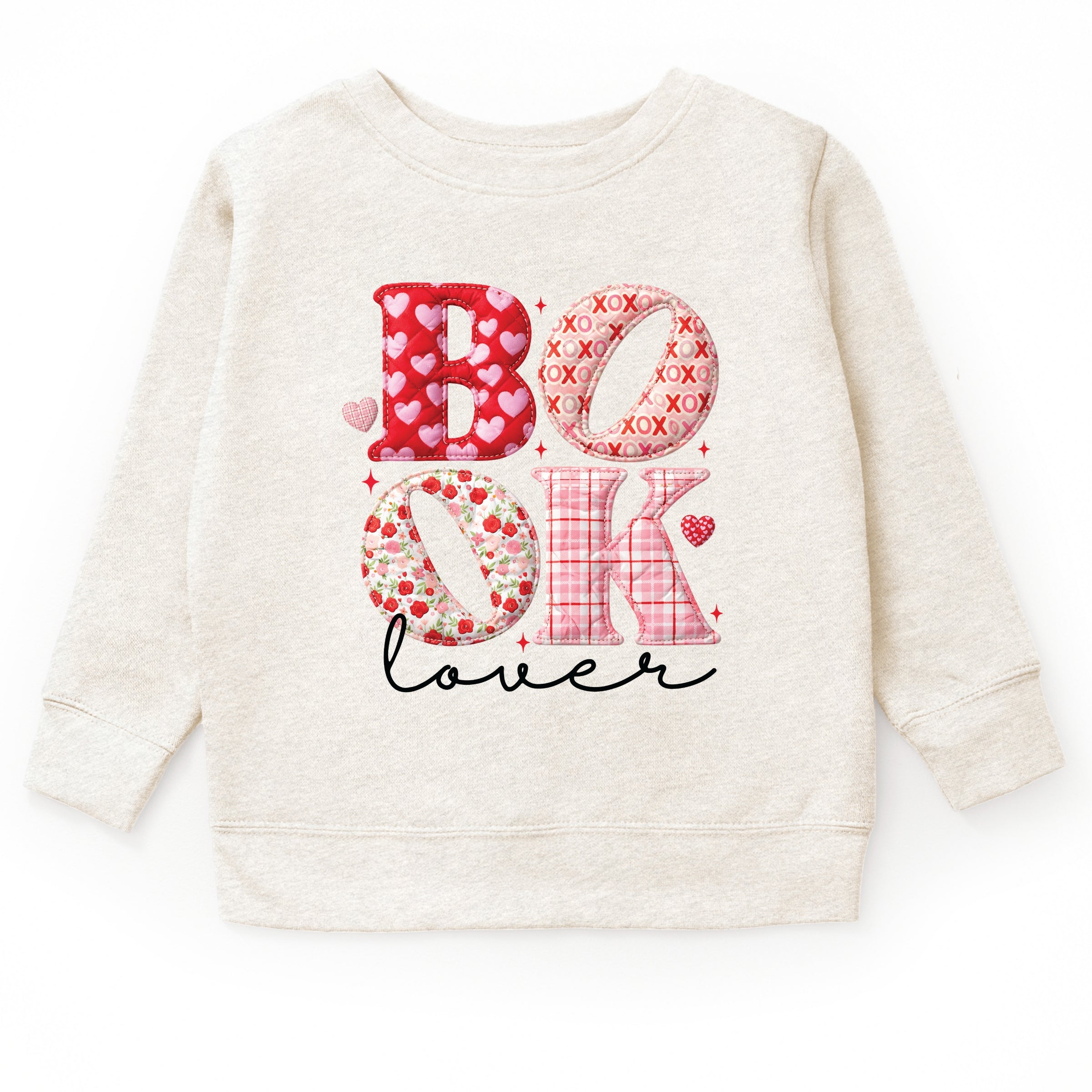Book Lover Patchwork Print - Youth Graphic Sweatshirt