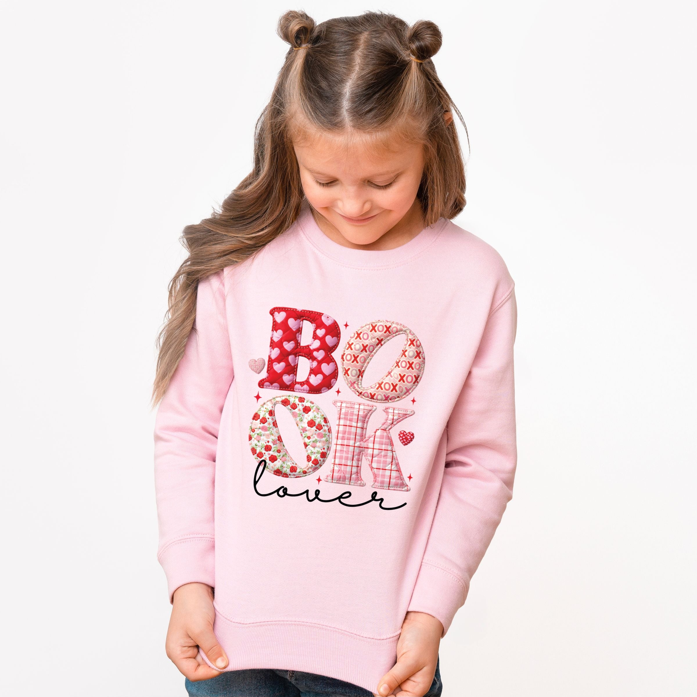 Book Lover Patchwork Print - Youth Graphic Sweatshirt