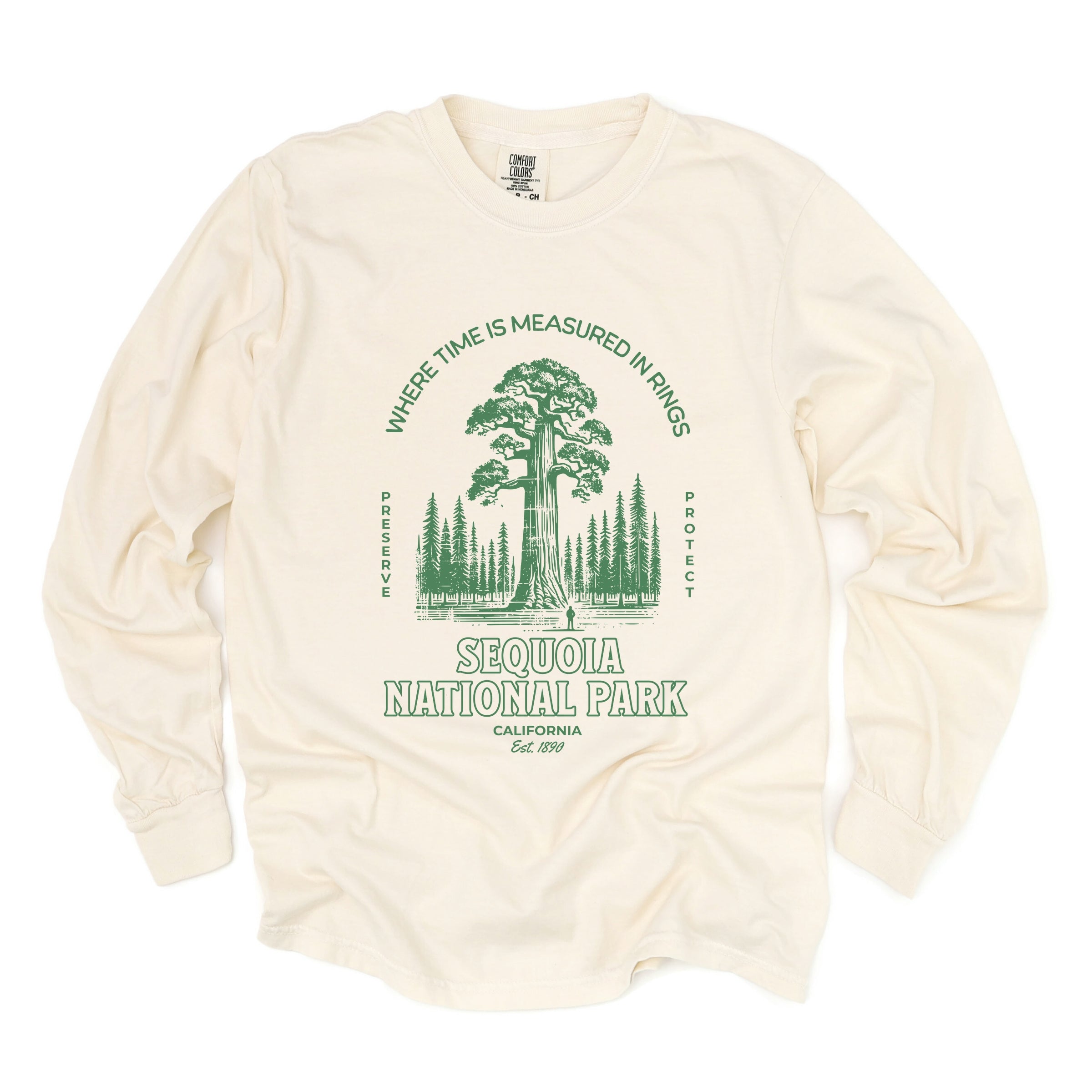 Sequoia National Park EST. 1890 - Womens Garment Dyed Long Sleeve Graphic T-Shirt