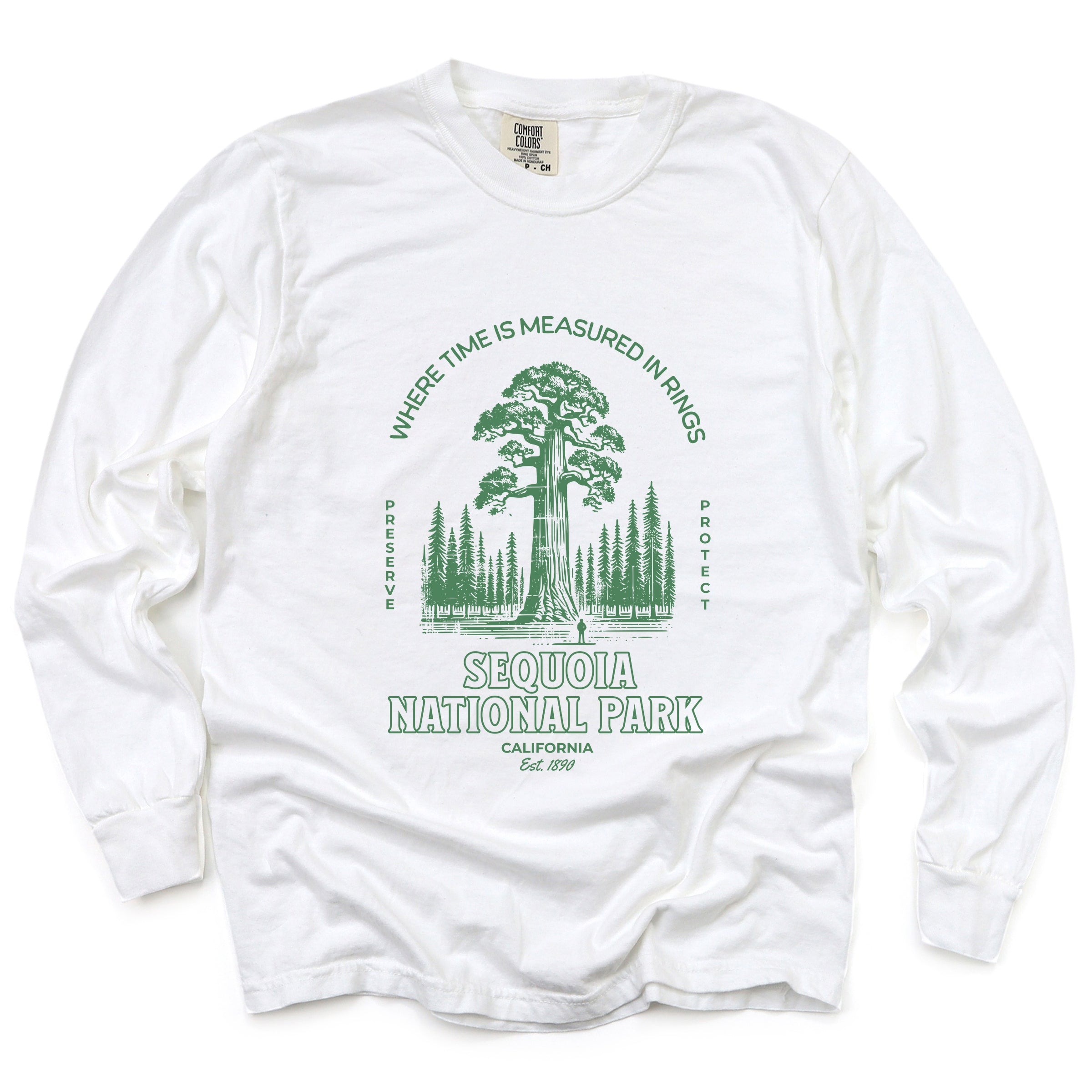Sequoia National Park EST. 1890 - Womens Garment Dyed Long Sleeve Graphic T-Shirt