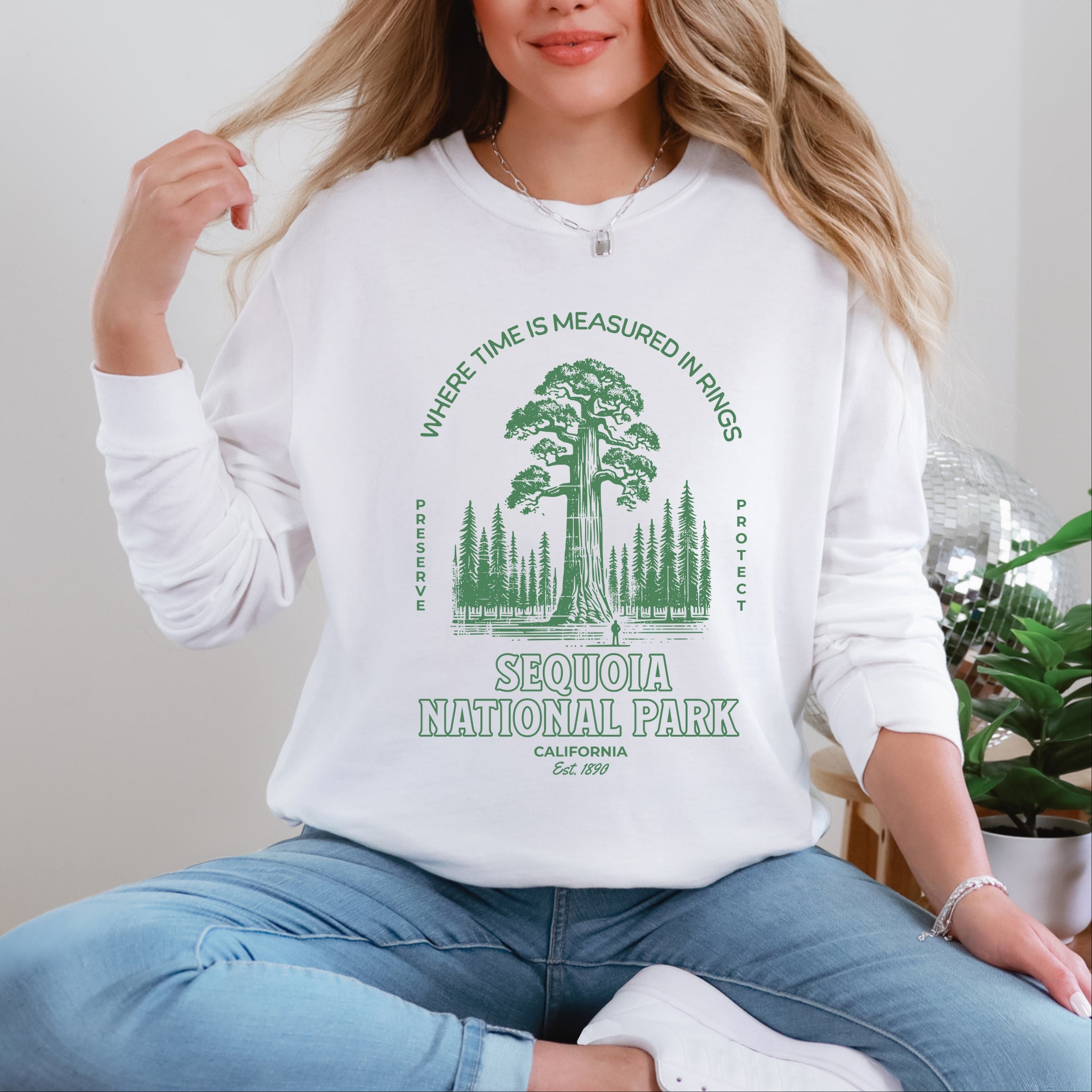 Sequoia National Park EST. 1890 - Womens Garment Dyed Long Sleeve Graphic T-Shirt