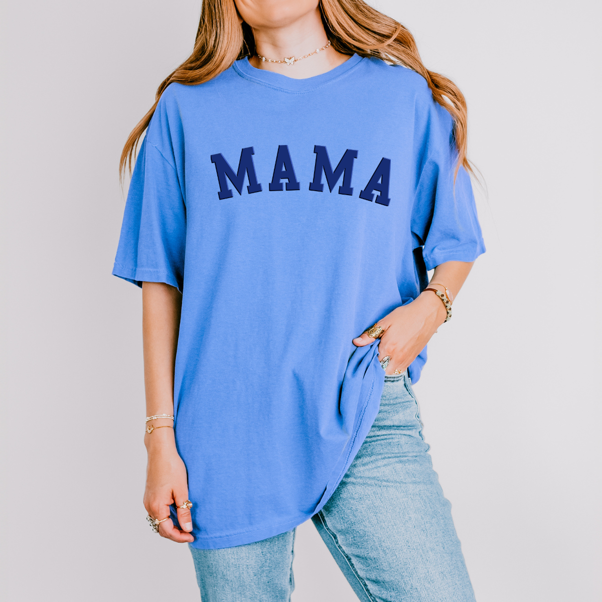 Mama Bold Puff Print - Women's Garment Dyed Graphic T-Shirt