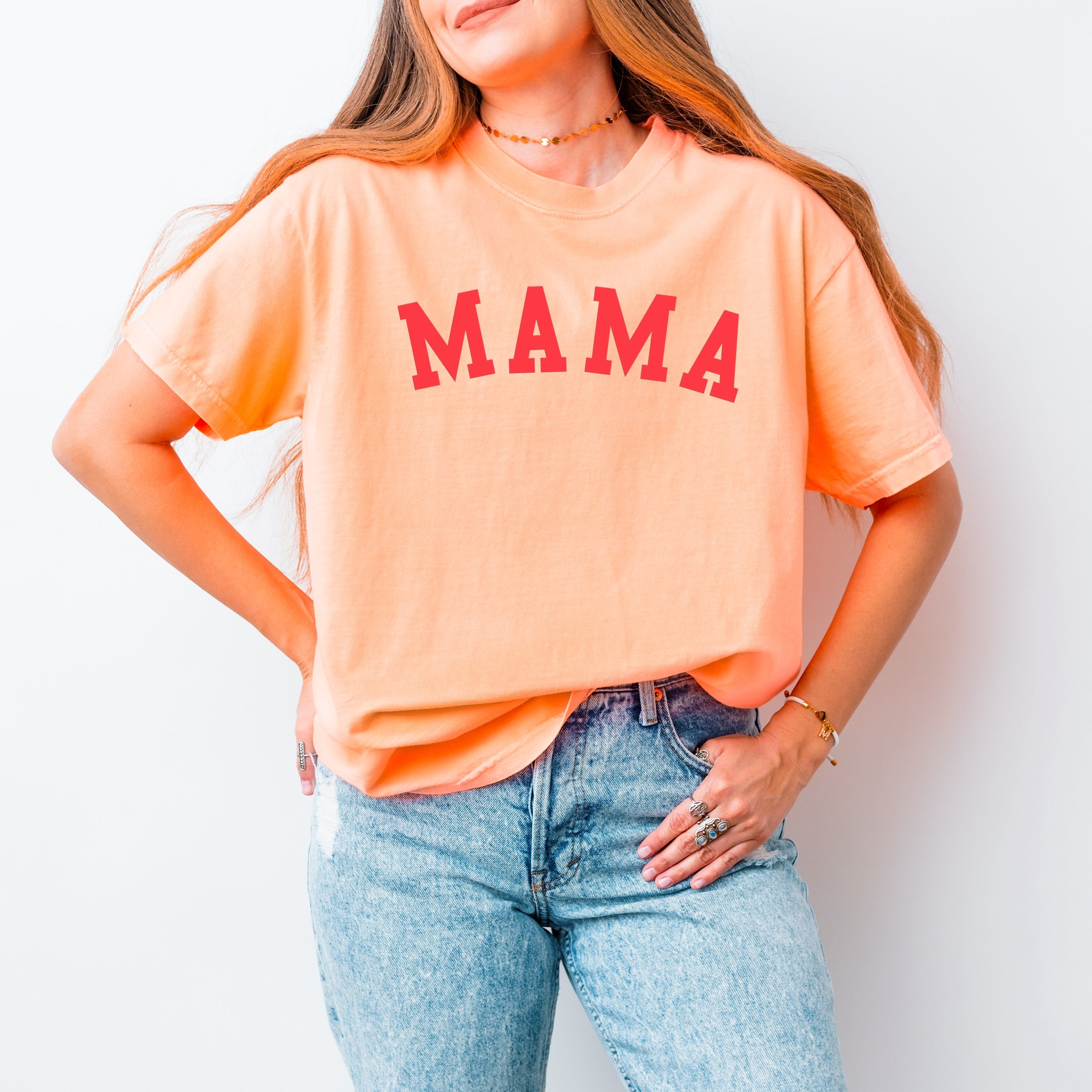 Mama Bold Puff Print - Women's Garment Dyed Graphic T-Shirt