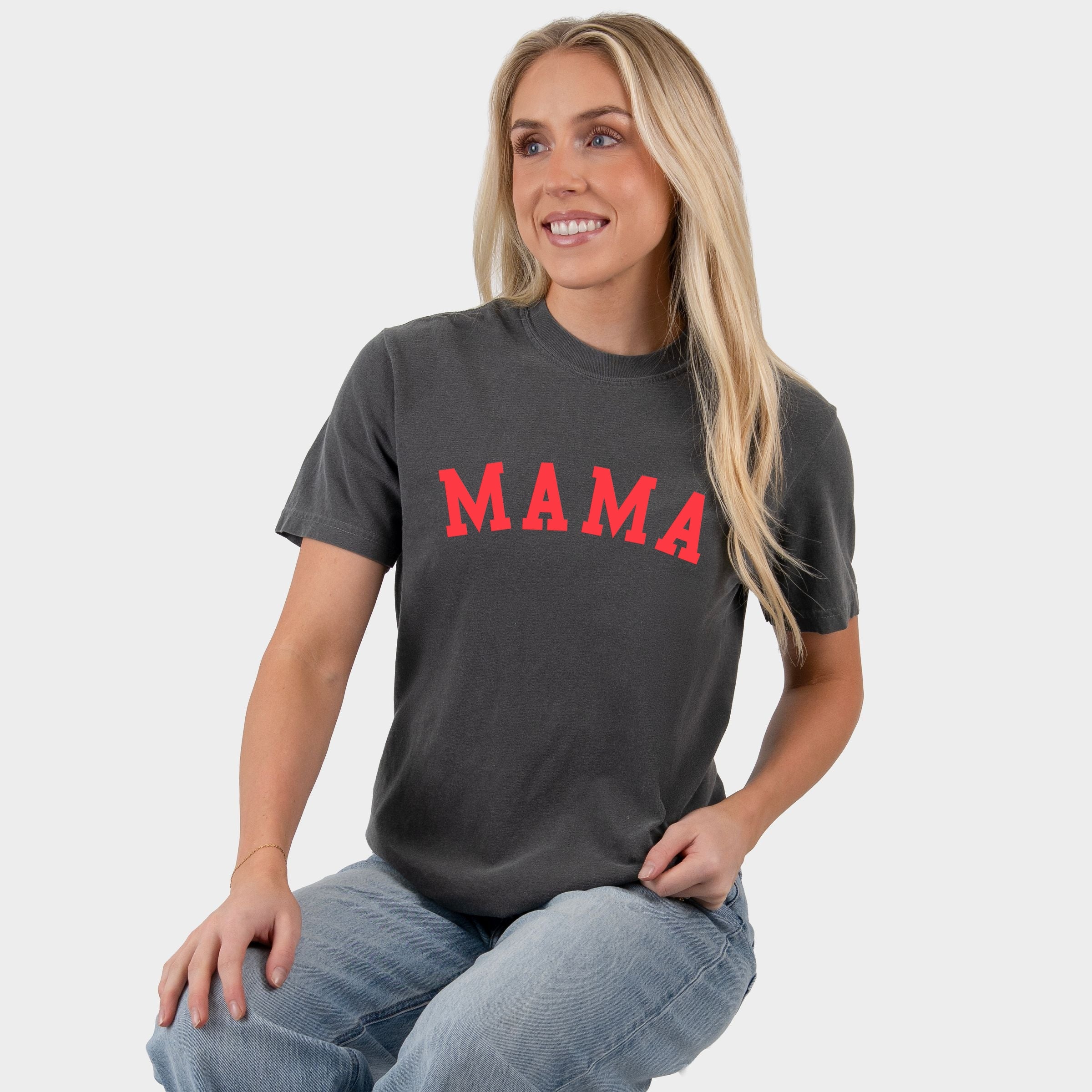 Mama Bold Puff Print - Women's Garment Dyed Graphic T-Shirt