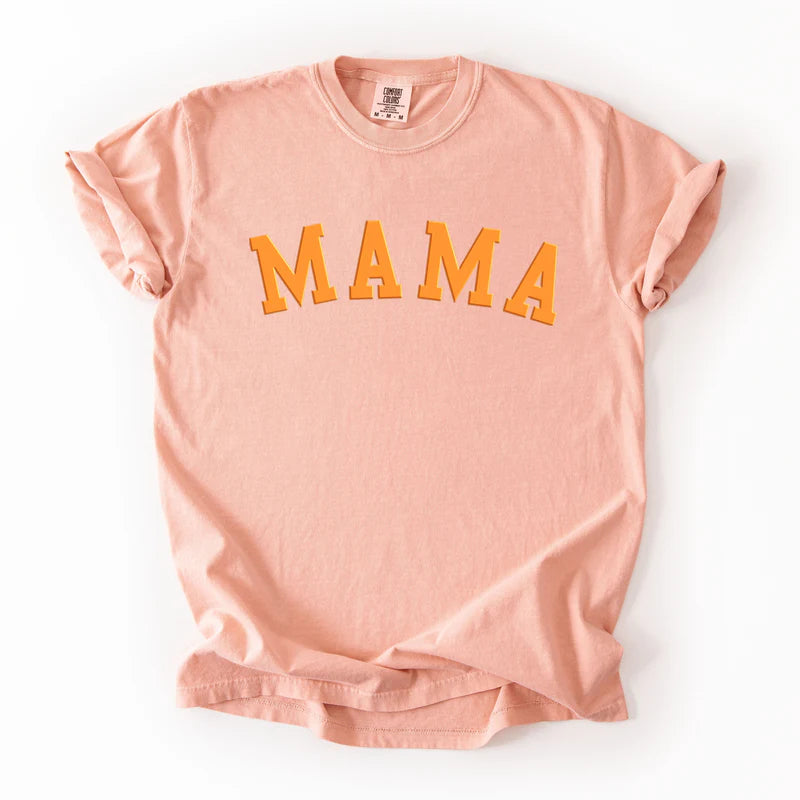 Mama Bold Puff Print - Women's Garment Dyed Graphic T-Shirt