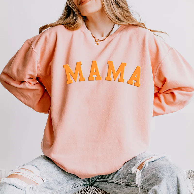 Mama Bold Puff Print - Women's Lightweight Garment Dyed Sweatshirt
