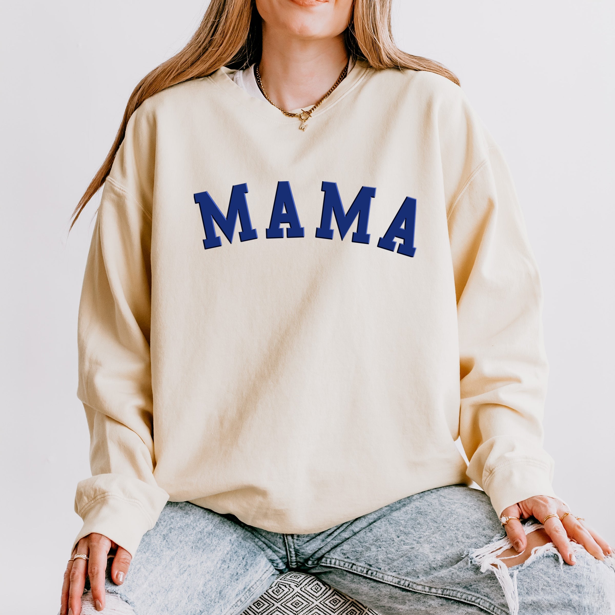 Mama Bold Puff Print - Women's Lightweight Garment Dyed Sweatshirt