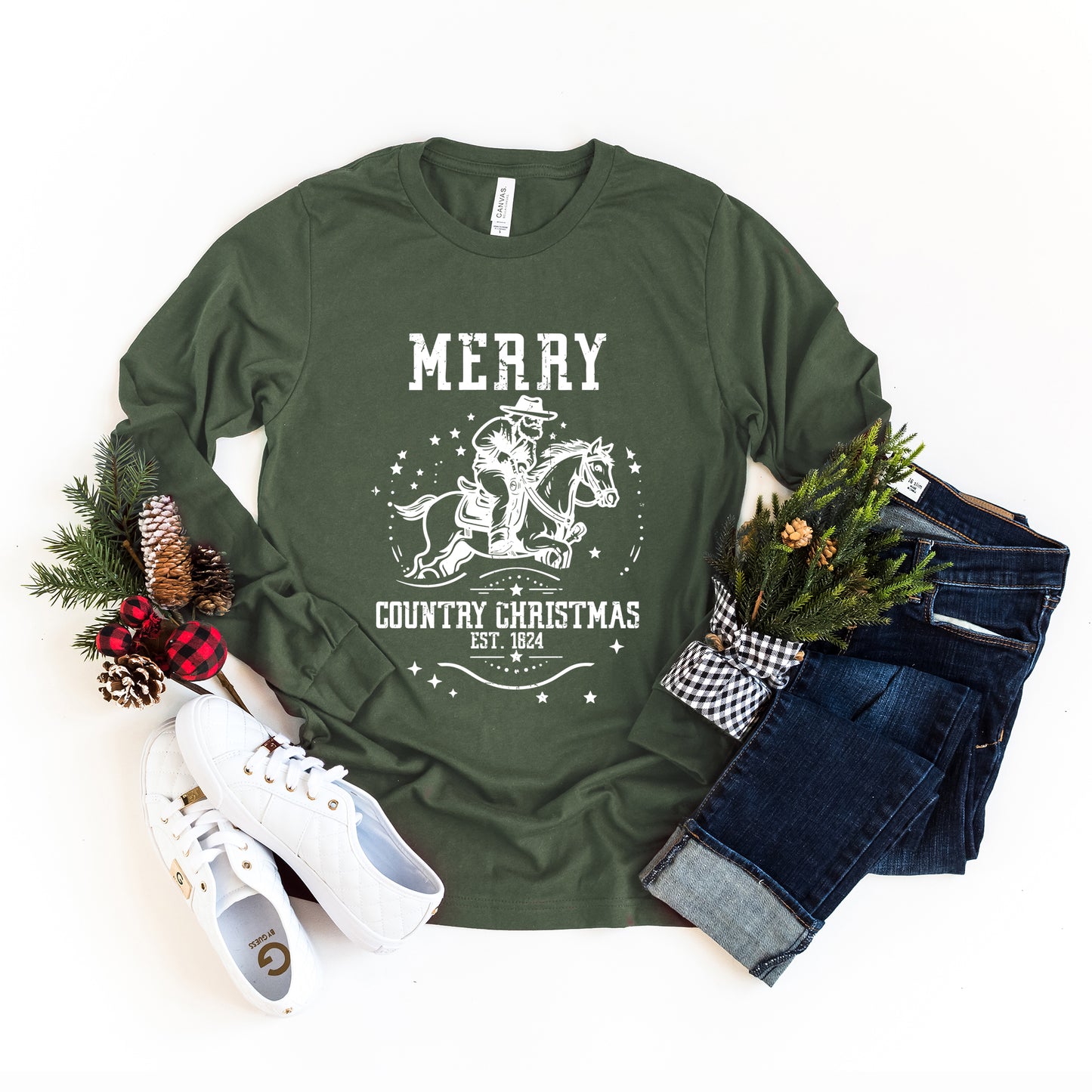 Merry Country Christmas | Long Sleeve Crew Neck