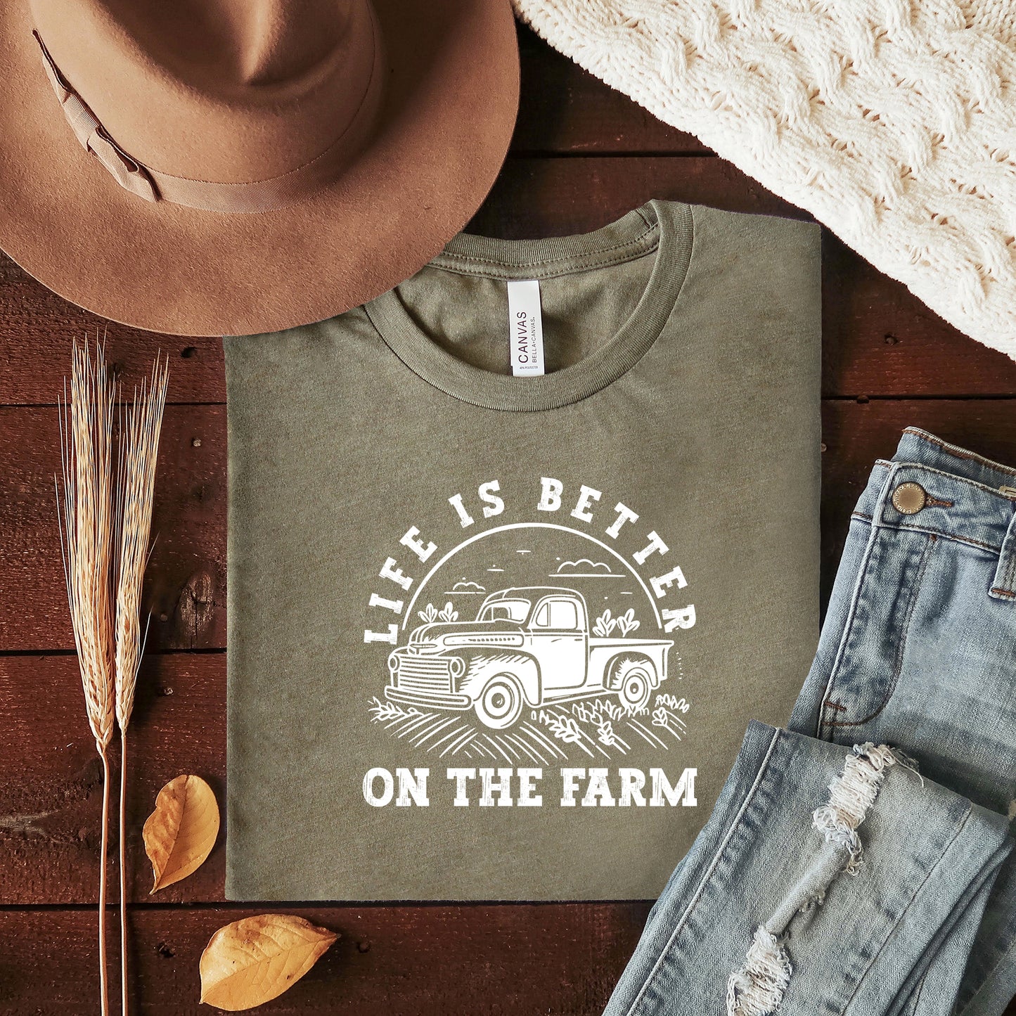 Better on the Farm Truck | Short Sleeve Crewneck