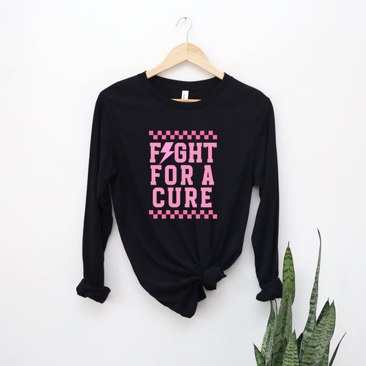 Fight For a Cure Checkered | Long Sleeve Crew Neck