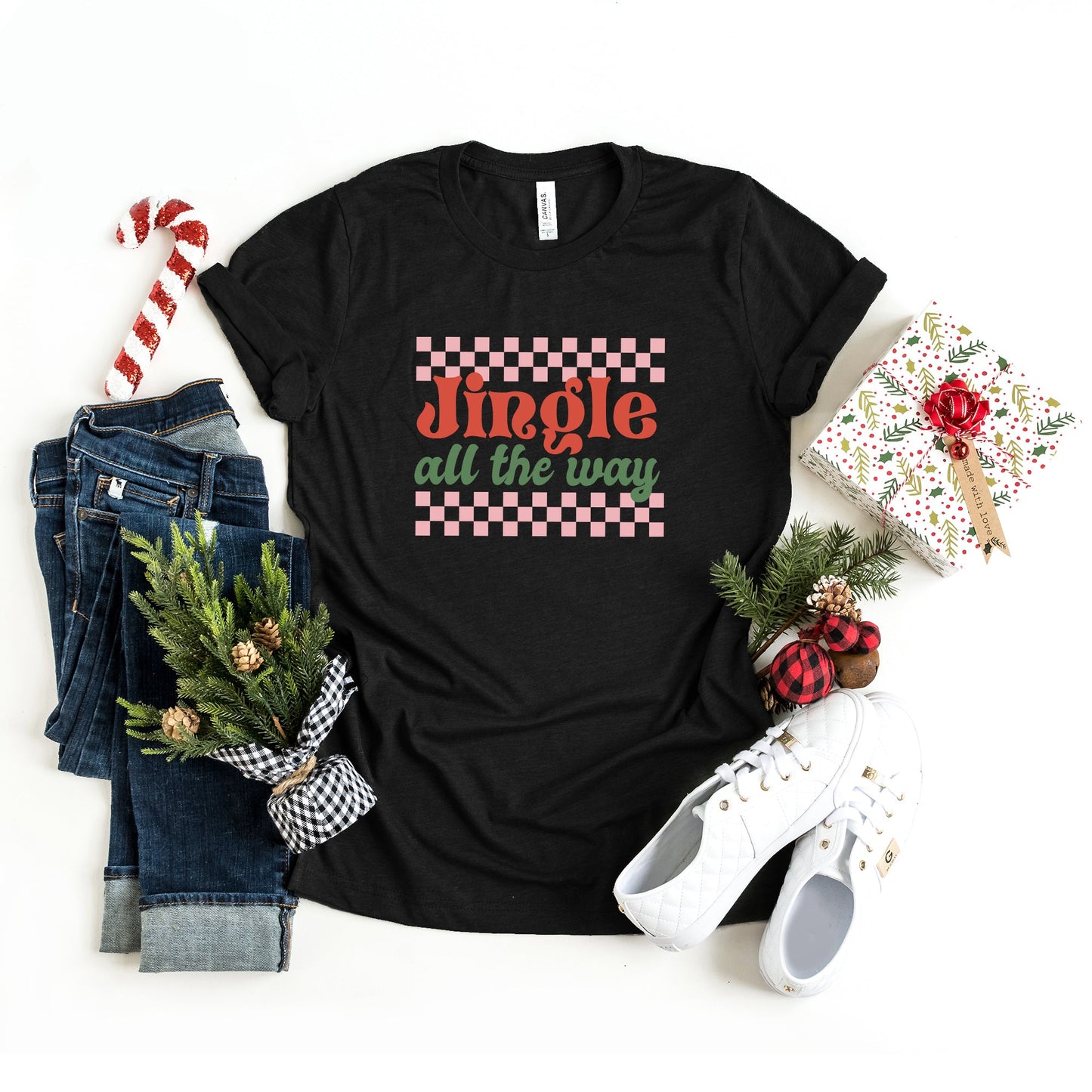 Clearance Jingle All The Way Checkered | Short Sleeve Graphic Tee