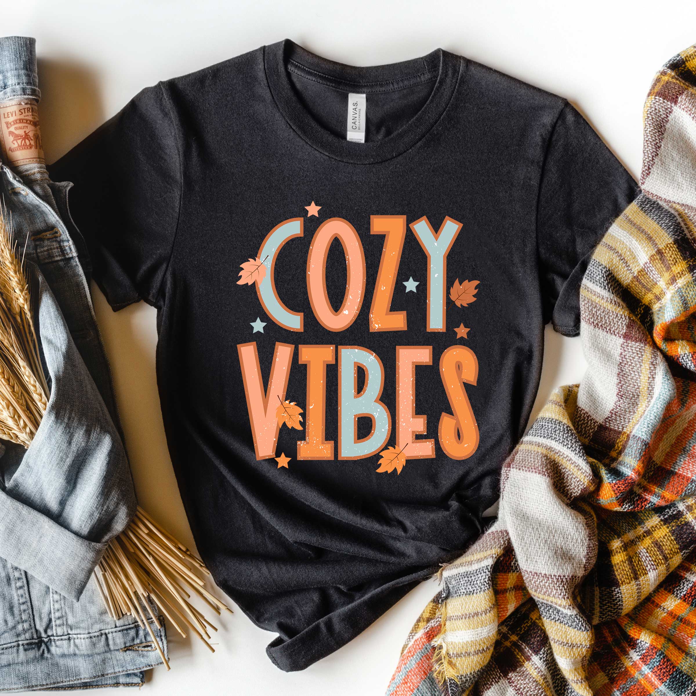 Cozy Vibes Distressed | Short Sleeve Crew Neck