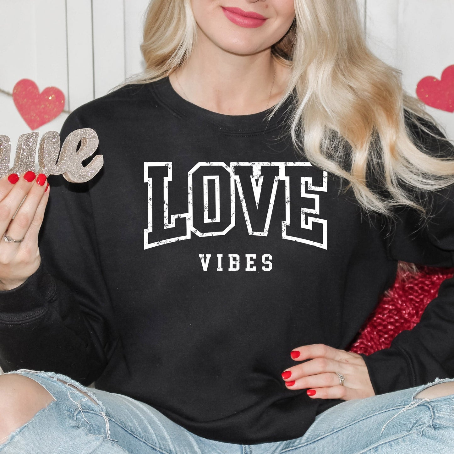 Clearance Love Vibes Varsity | Sweatshirt