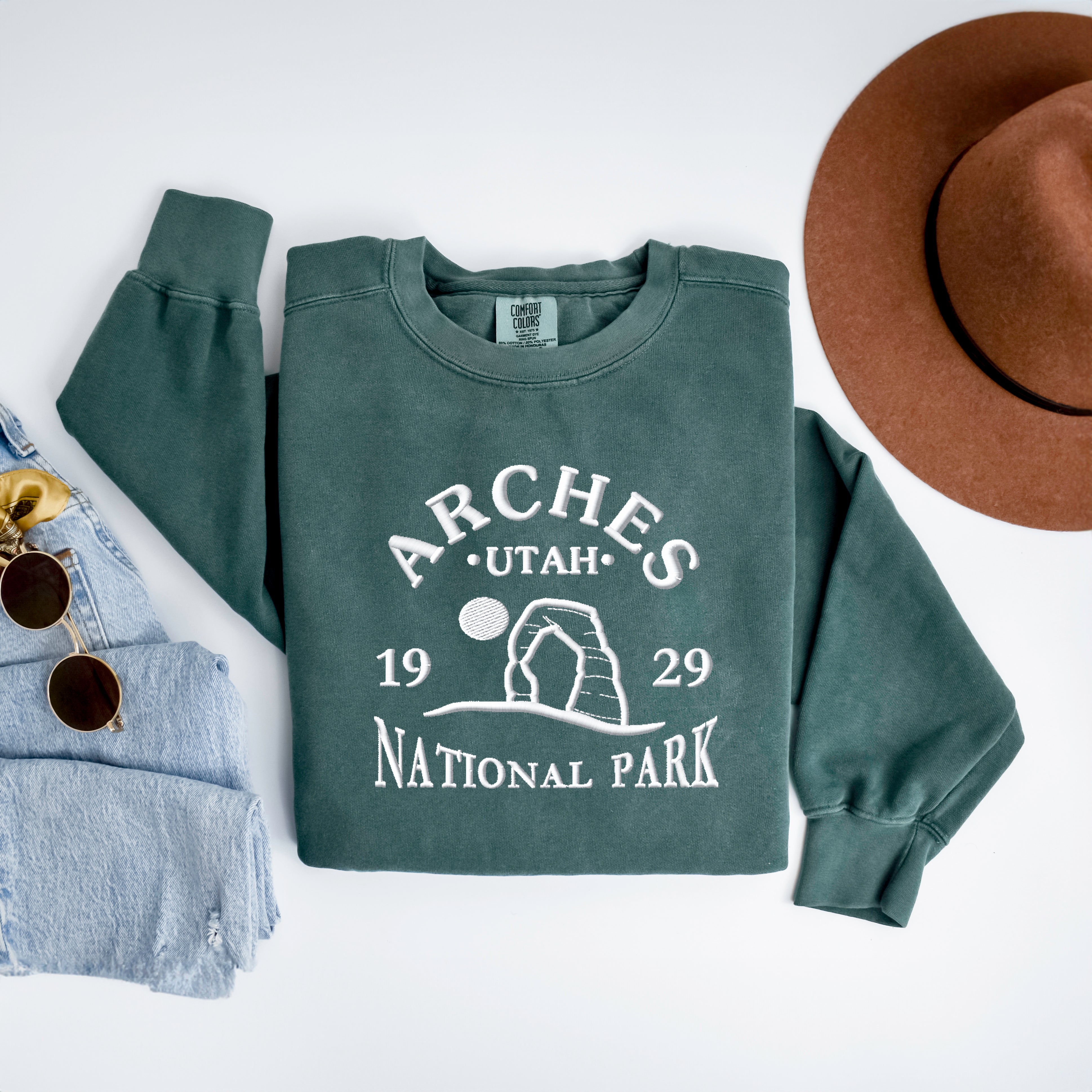 Embroidered Utah Arches  | Garment Dyed Sweatshirt