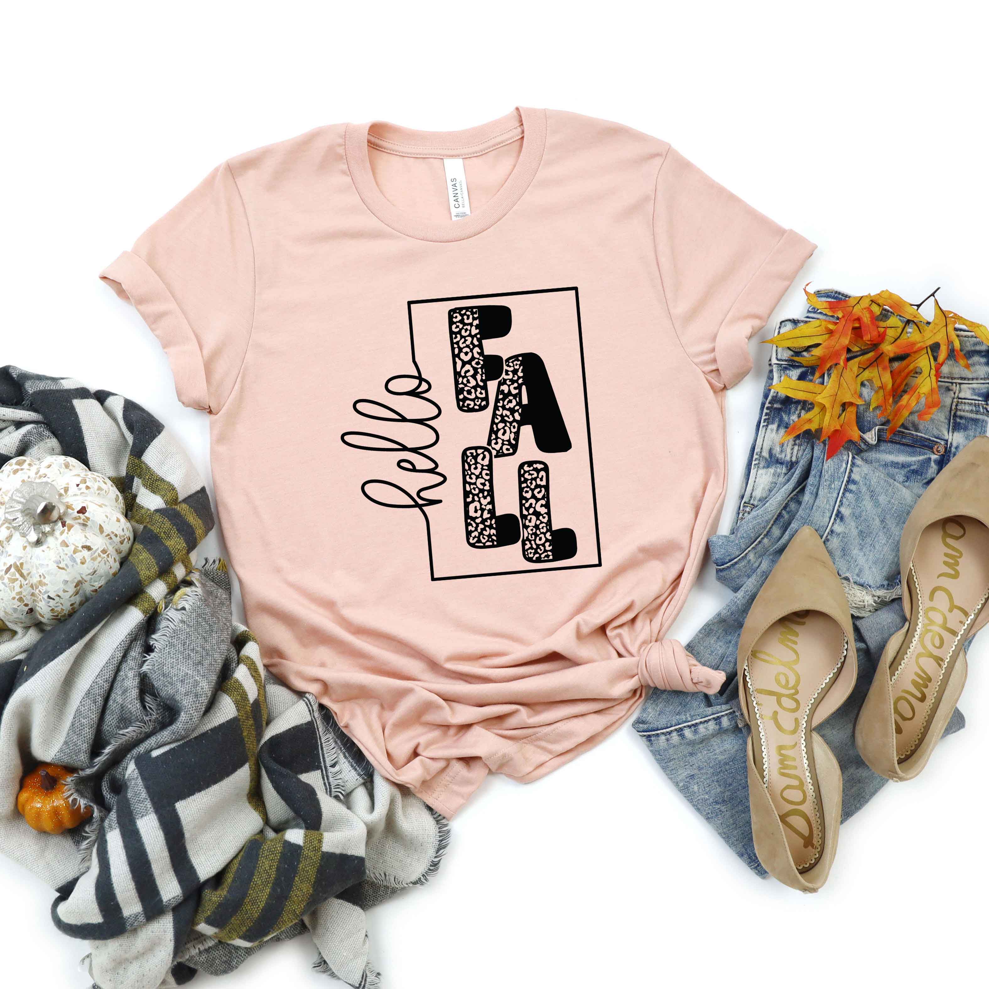 Hello Fall Square | Short Sleeve Crew Neck