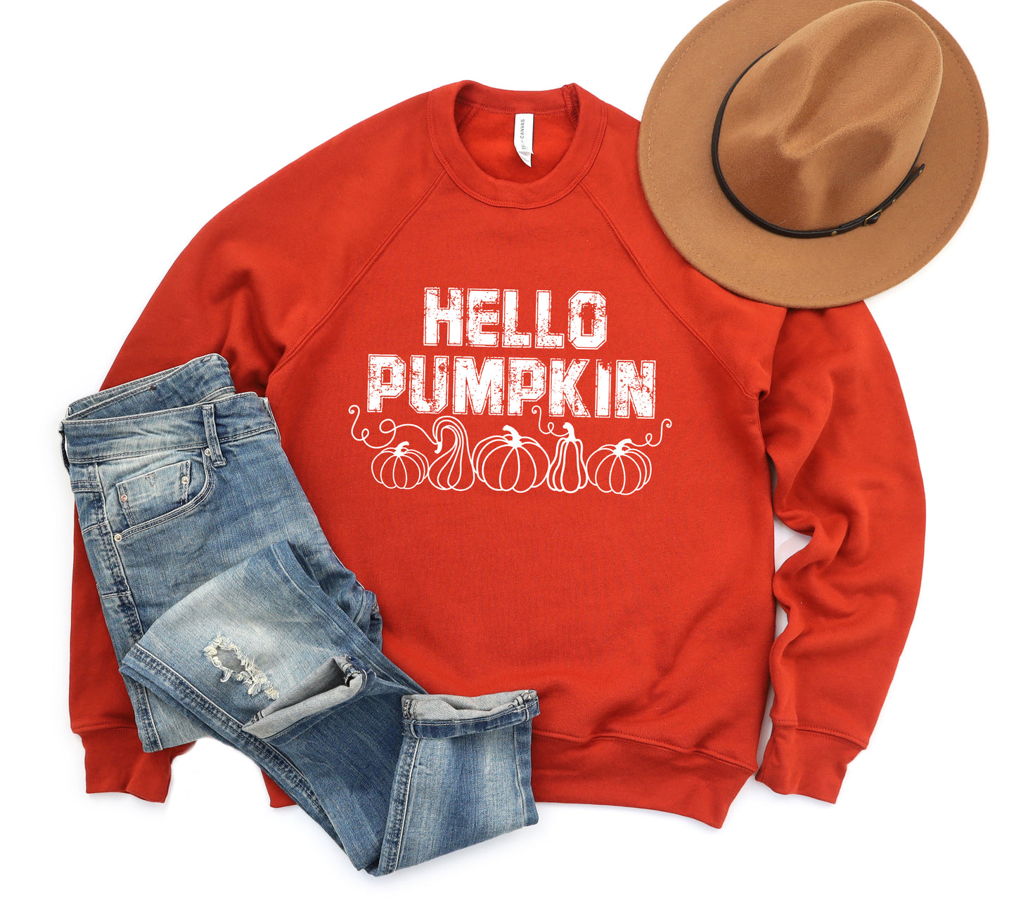 Hello Pumpkin Distressed | Bella Canvas Sweatshirt