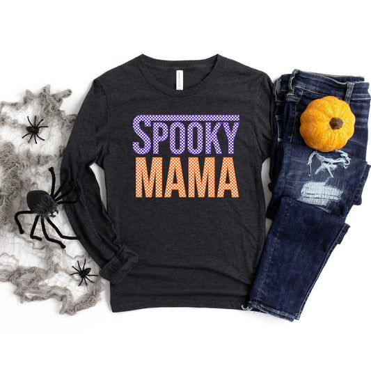 Spooky Mama Checkered | Long Sleeve Crew Neck