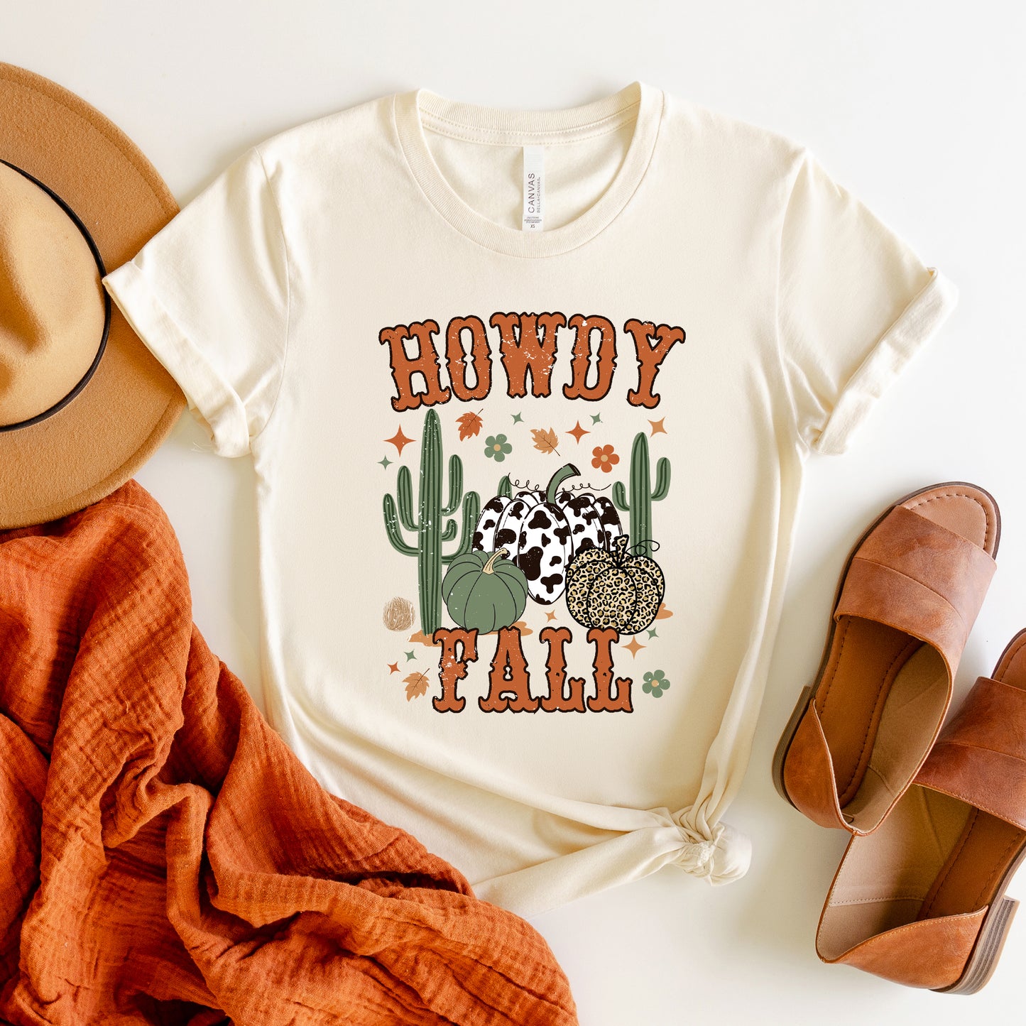 Howdy Fall Cactus | Short Sleeve Crew Neck