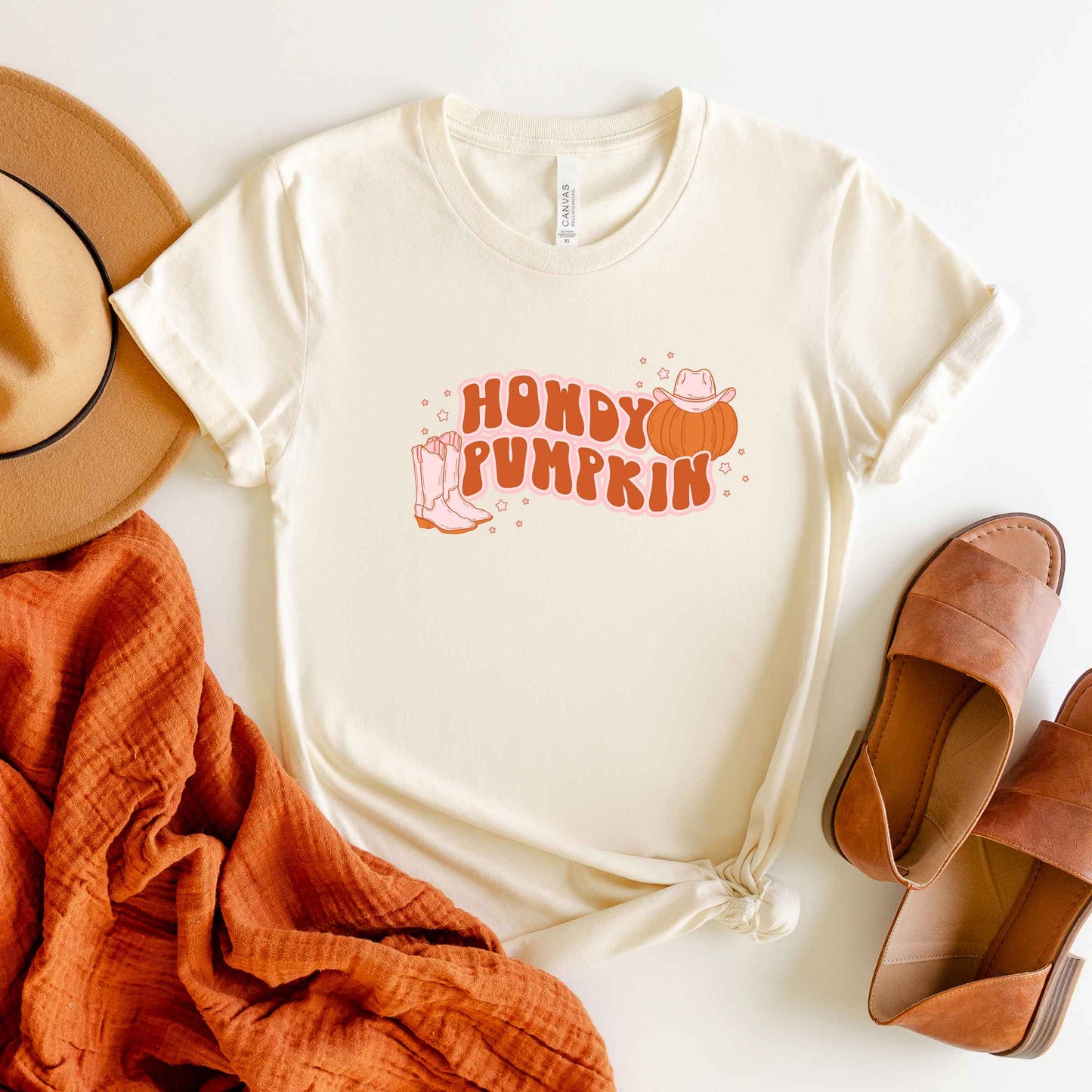 Howdy Pumpkin Boots | Short Sleeve Crew Neck