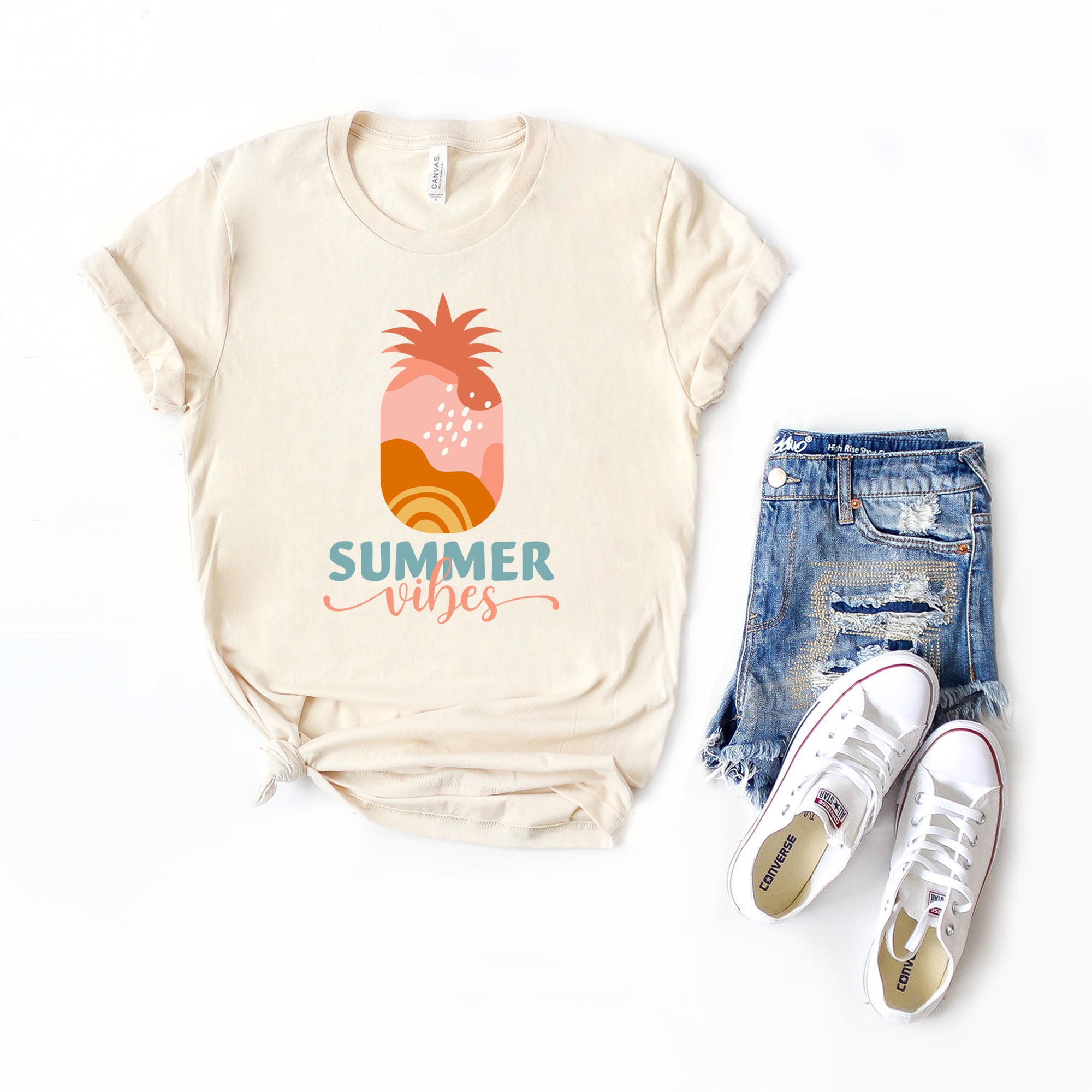 Boho Summer Vibes Pineapple | Short Sleeve Graphic Tee