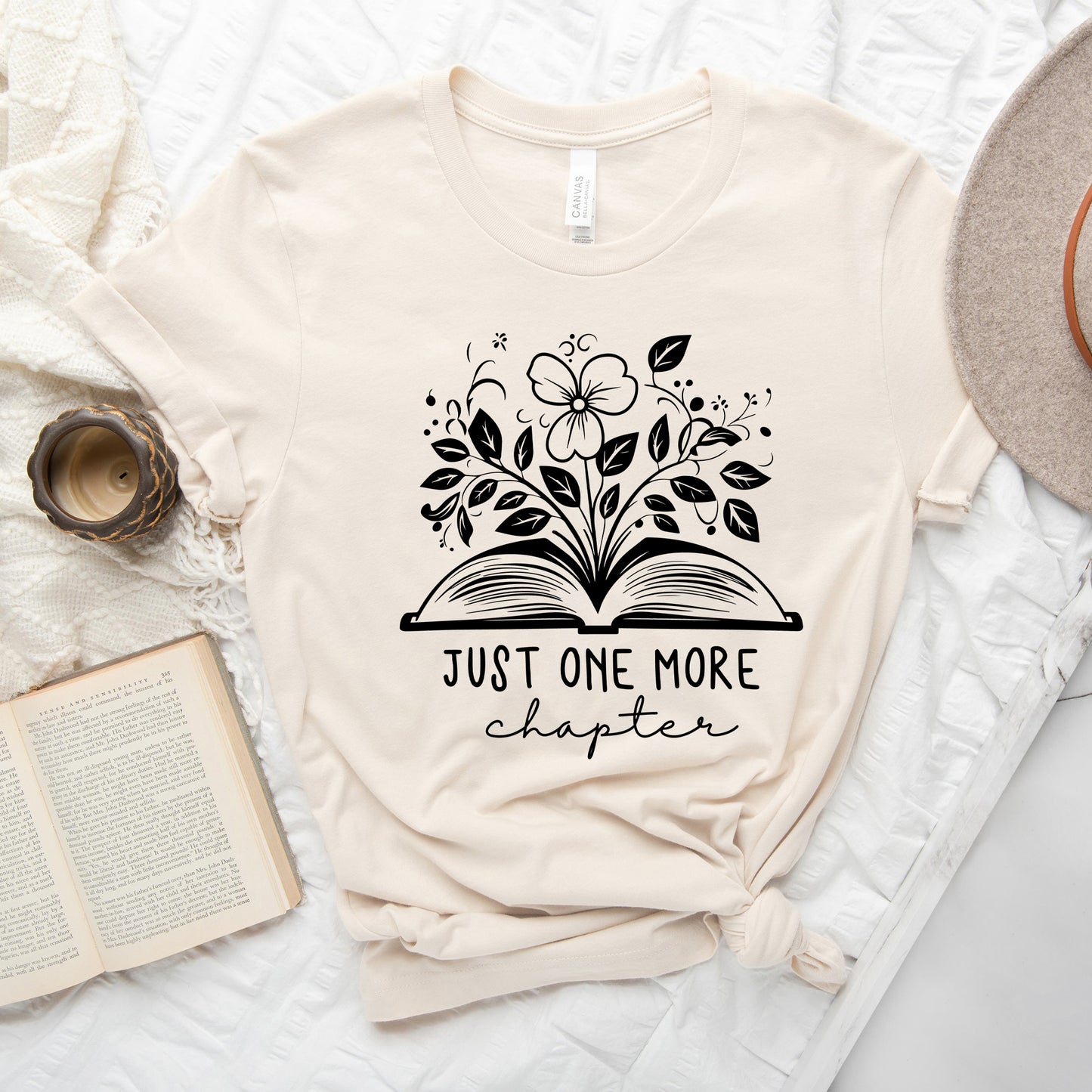 Just One More Chapter Floral |Short Sleeve Crew Neck