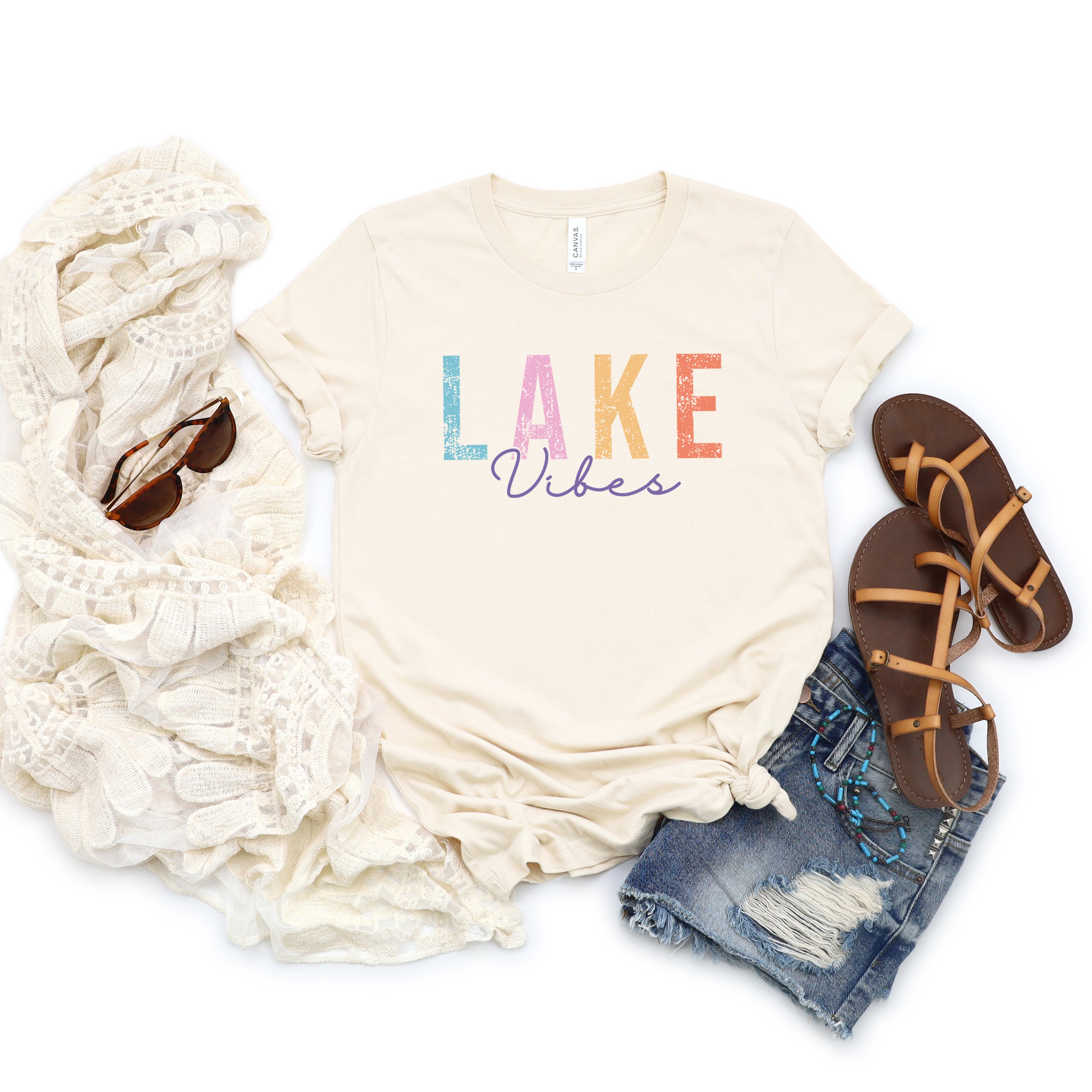 Lake Vibes Cursive | Short Sleeve Graphic Tee