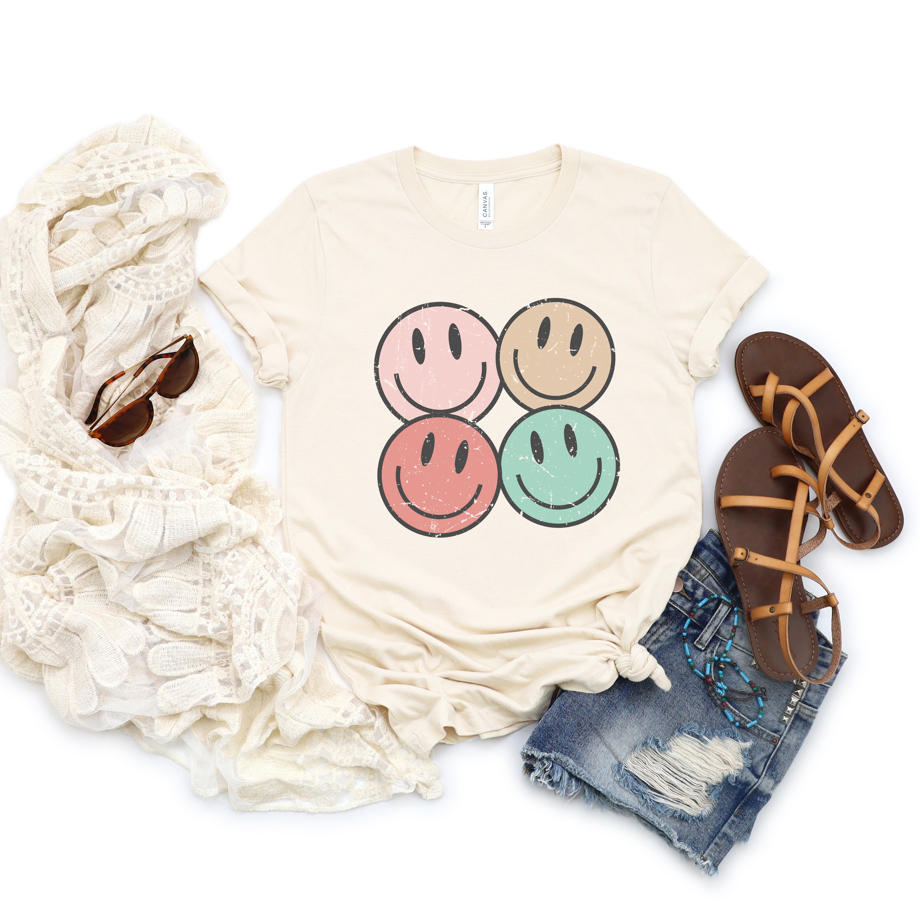 Smiley Face Grunge | Short Sleeve Graphic Tee