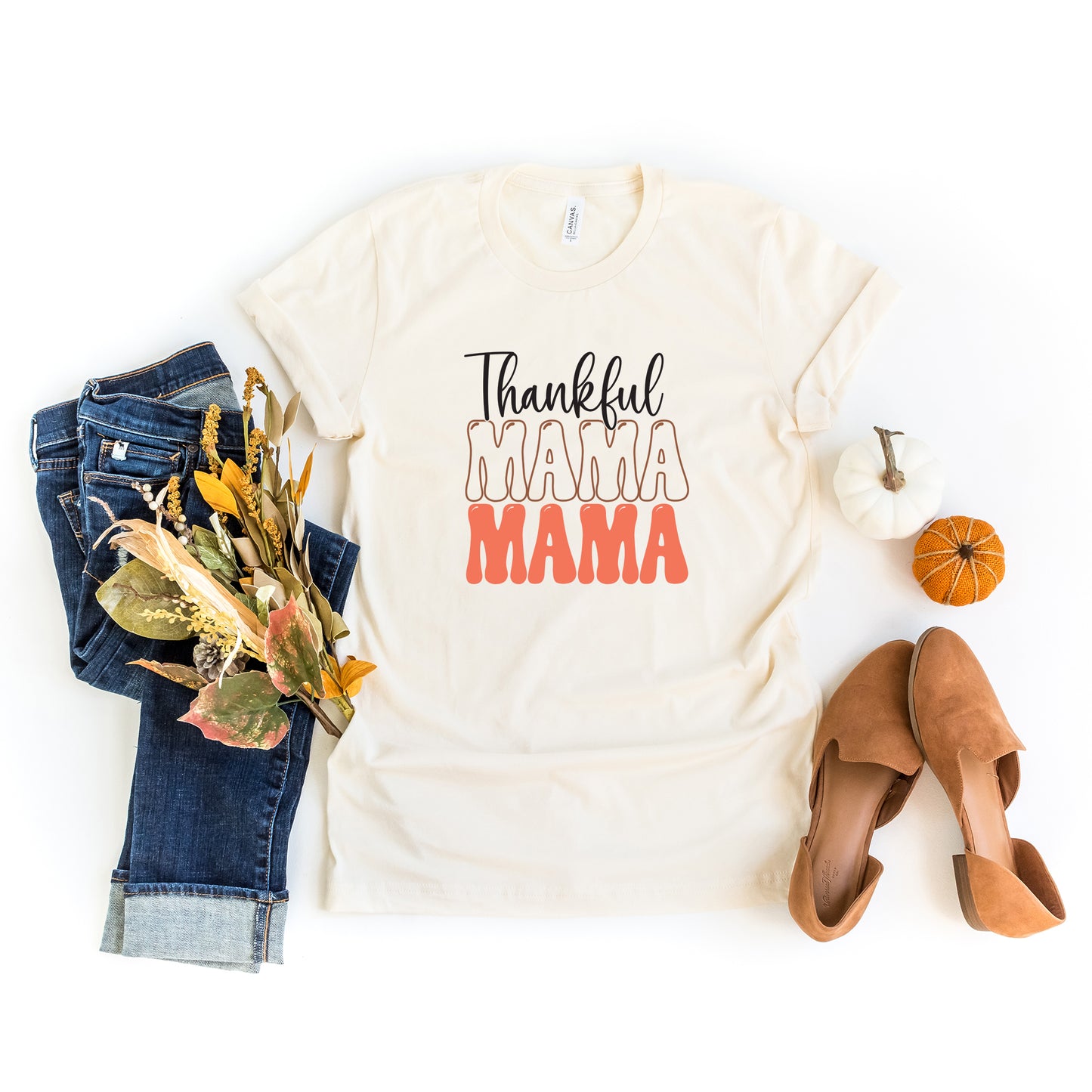 Thankful Mama Stacked | Short Sleeve Crew Neck