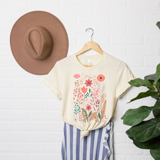 Pastel Wildflowers | Short Sleeve Crew Neck