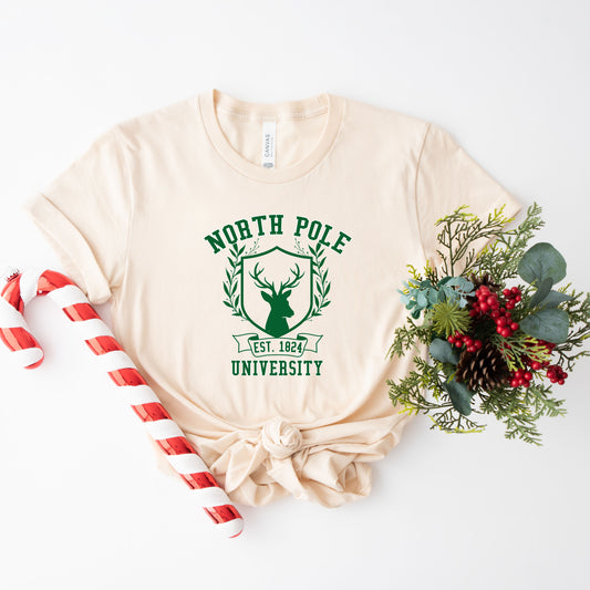 North Pole University Reindeer | Short Sleeve Crew Neck