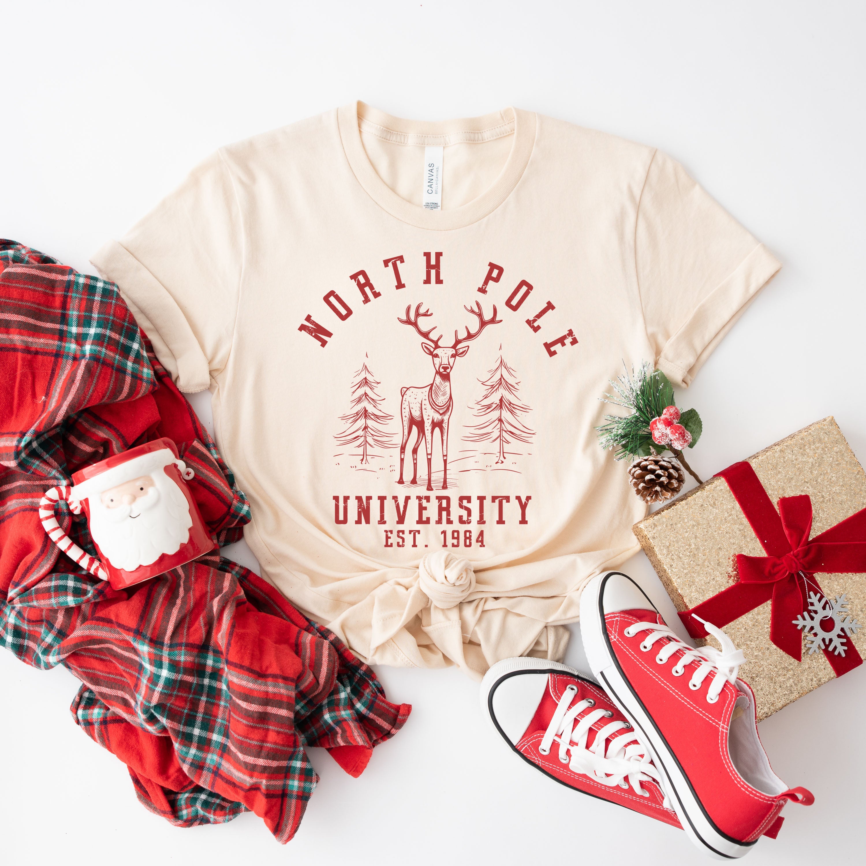 North Pole University Deer | Short Sleeve Crew Neck