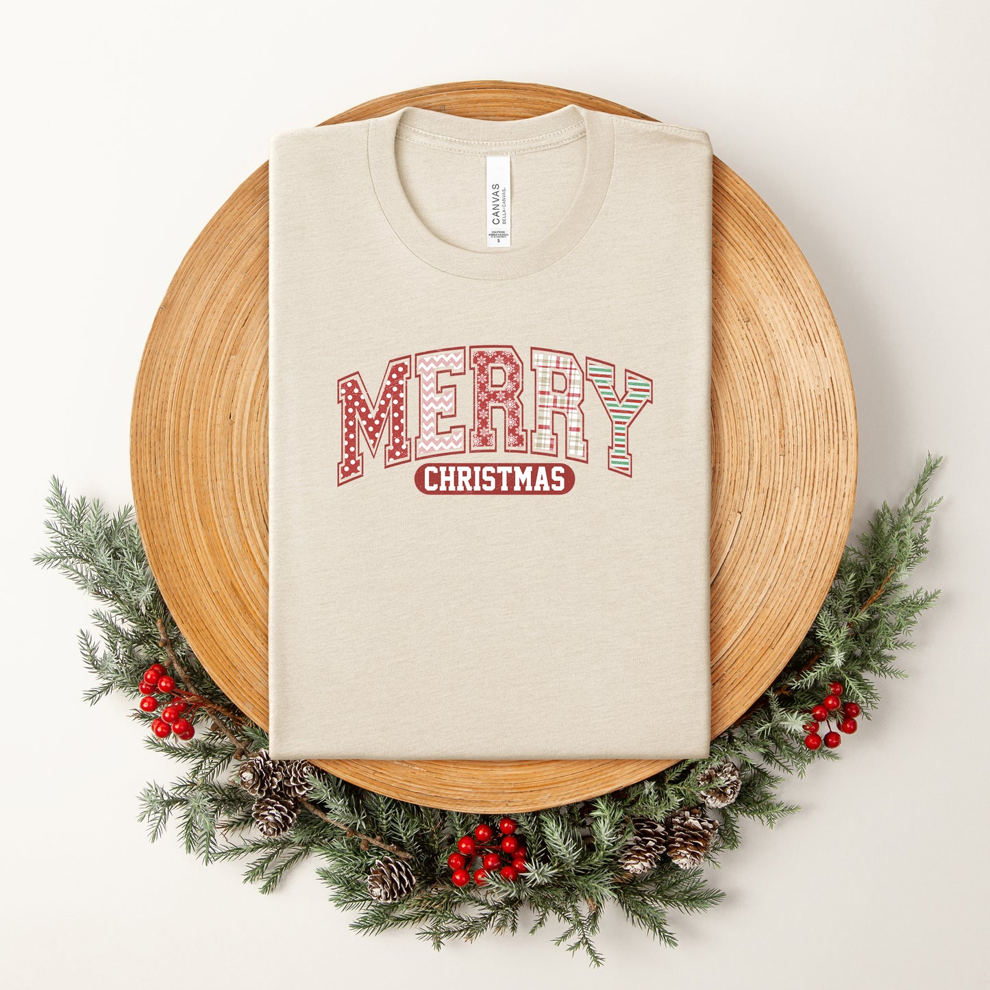 Merry Christmas Varsity | Short Sleeve Crew Neck