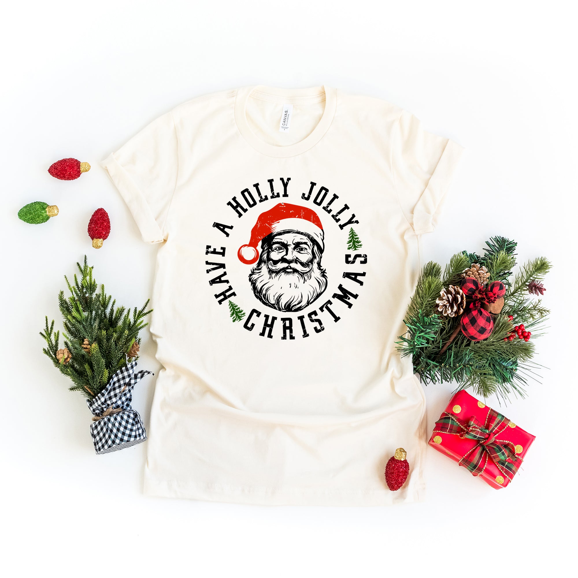 Holly Jolly Santa | Short Sleeve Crew Neck