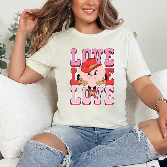 Love Stacked Western Heart | Short Sleeve Crew Neck