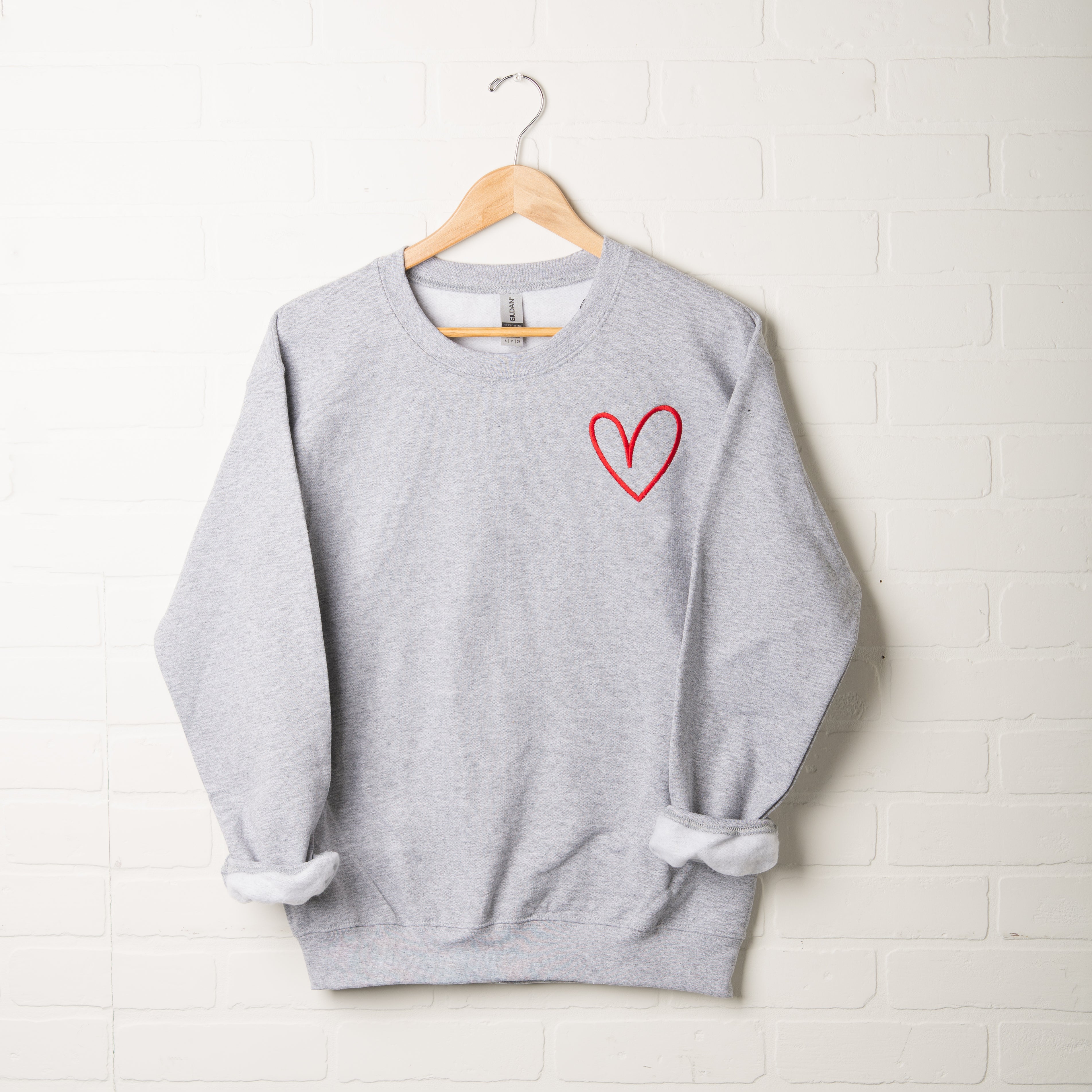 Embroidered Hand Drawn Heart | Sweatshirt