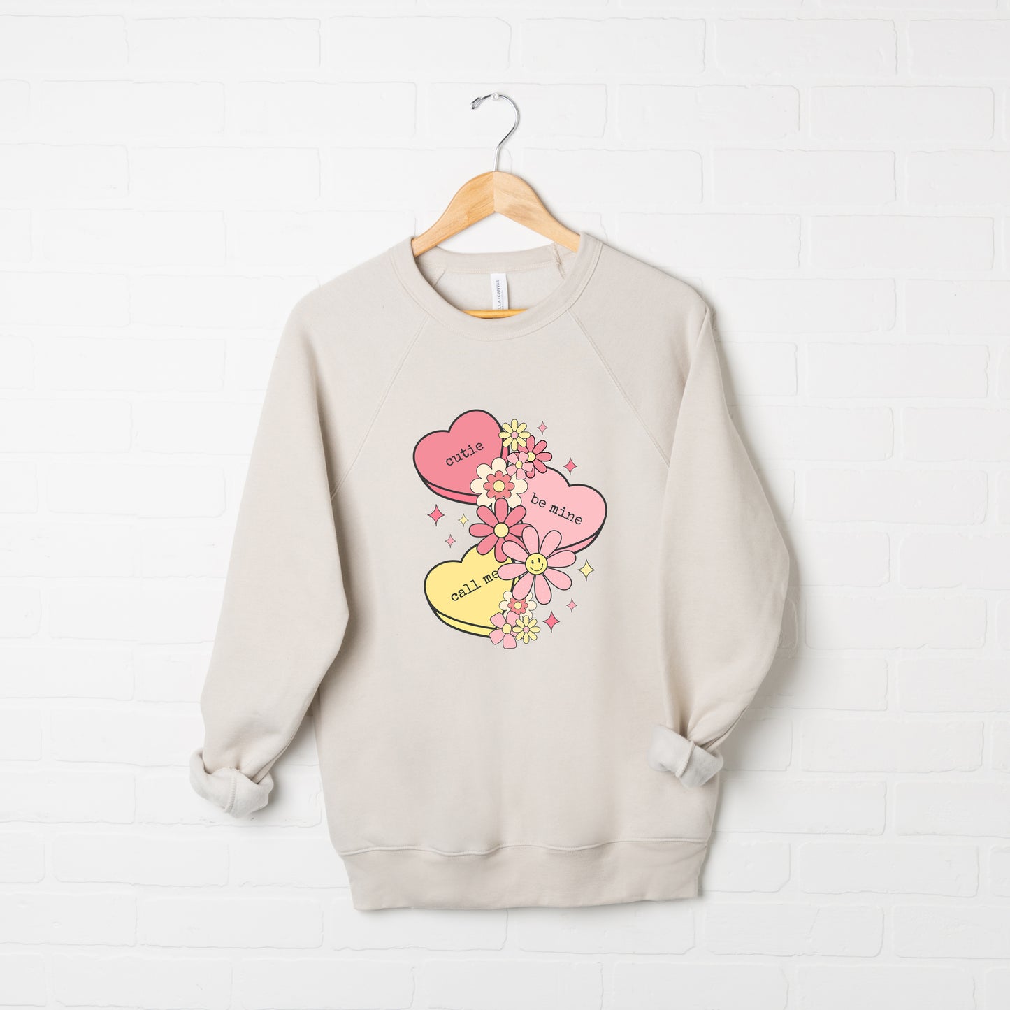 Retro Valentine Hearts | Bella Canvas Sweatshirt