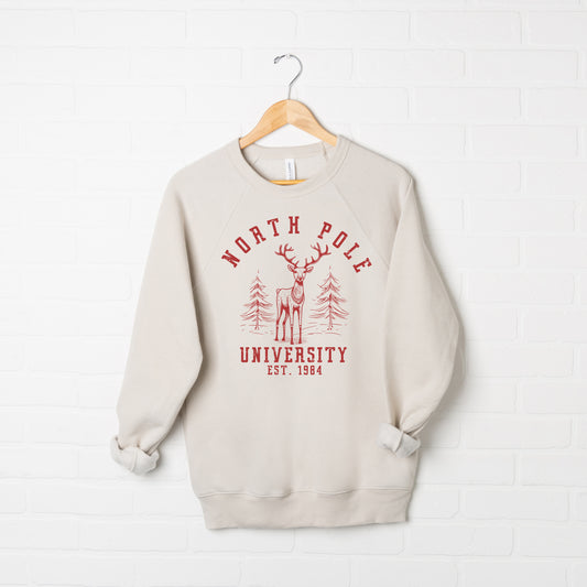 North Pole University Deer | Bella Canvas Sweatshirt