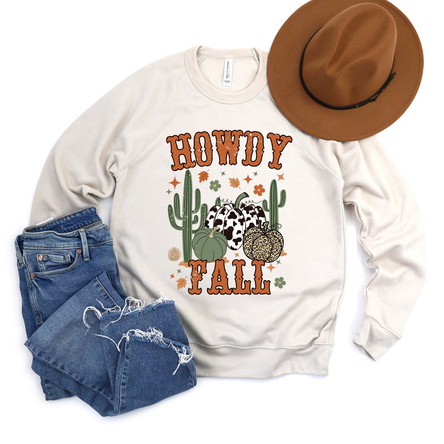 Howdy Fall Cactus | Bella Canvas Premium Sweatshirt