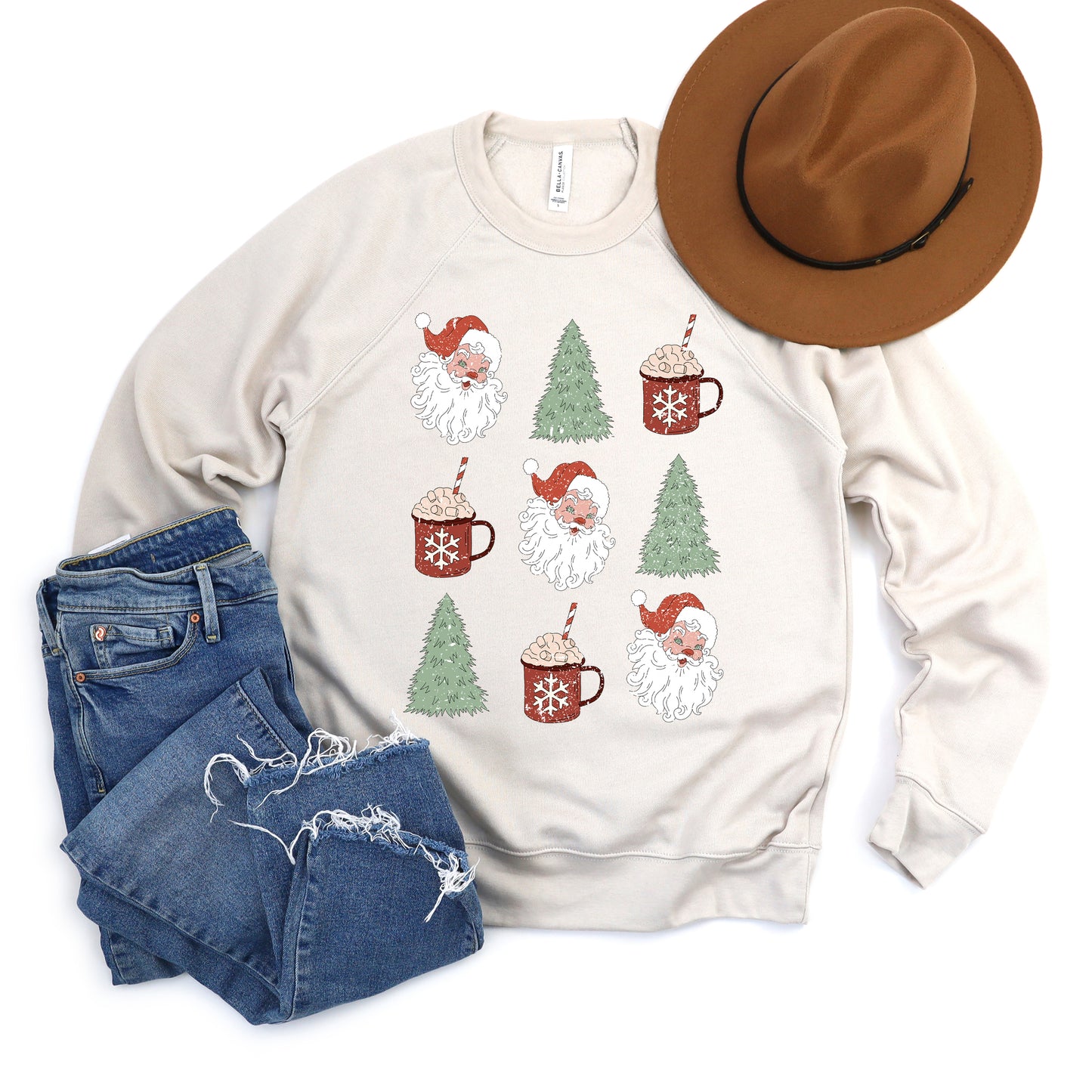 Tree and Mug Collage | Bella Canvas Premium Sweatshirt