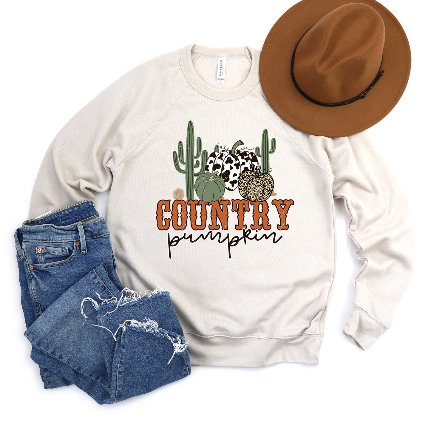 Country Pumpkin Cactus | Bella Canvas Premium Sweatshirt