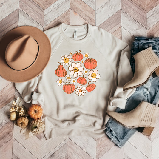 Circle Pumpkin Flowers | Bella Canvas Sweatshirt