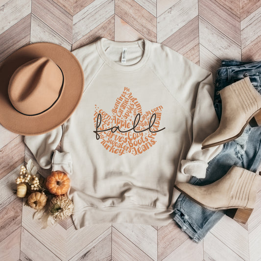 Cursive Fall Leaf | Bella Canvas Sweatshirt